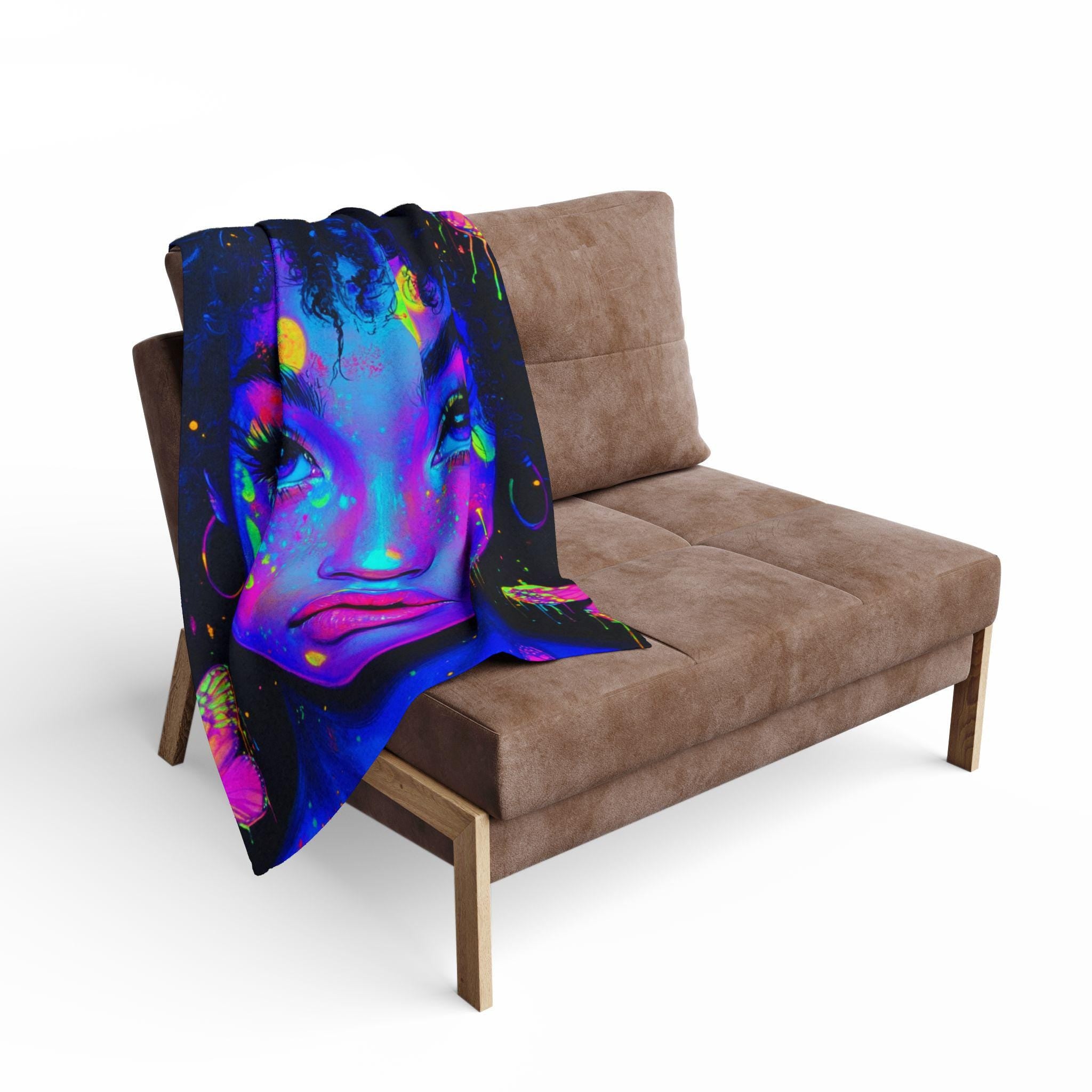 Vibrant Art Fleece Blanket: Colorful Boho Throw, Home Decor