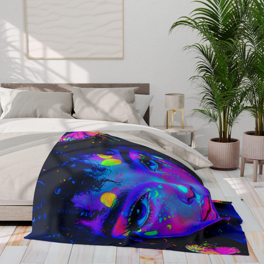 Vibrant Art Fleece Blanket: Colorful Boho Throw, Home Decor