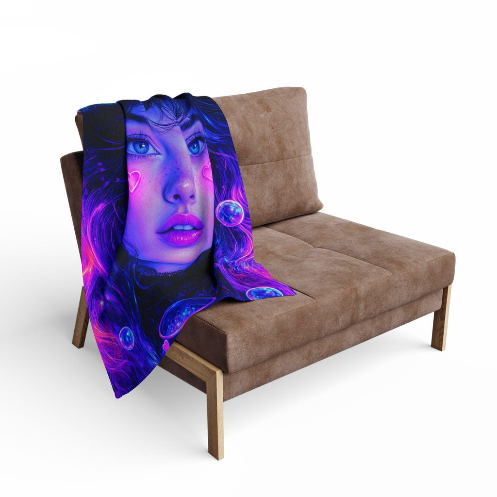 Cosmic Dreamscape Fleece Throw: Witchy Galaxy Art Blanket for Cozy Home Decor