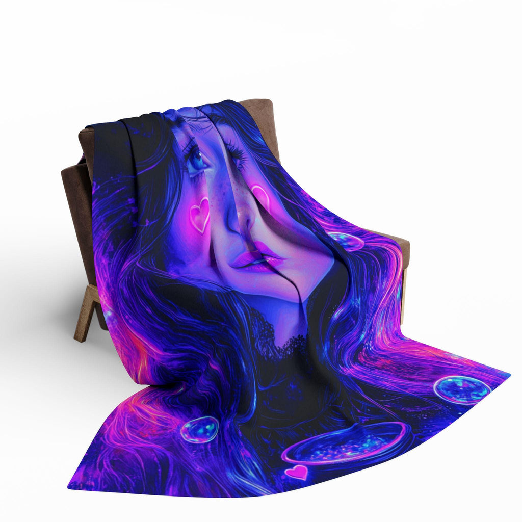 Cosmic Dreamscape Fleece Throw: Witchy Galaxy Art Blanket for Cozy Home Decor