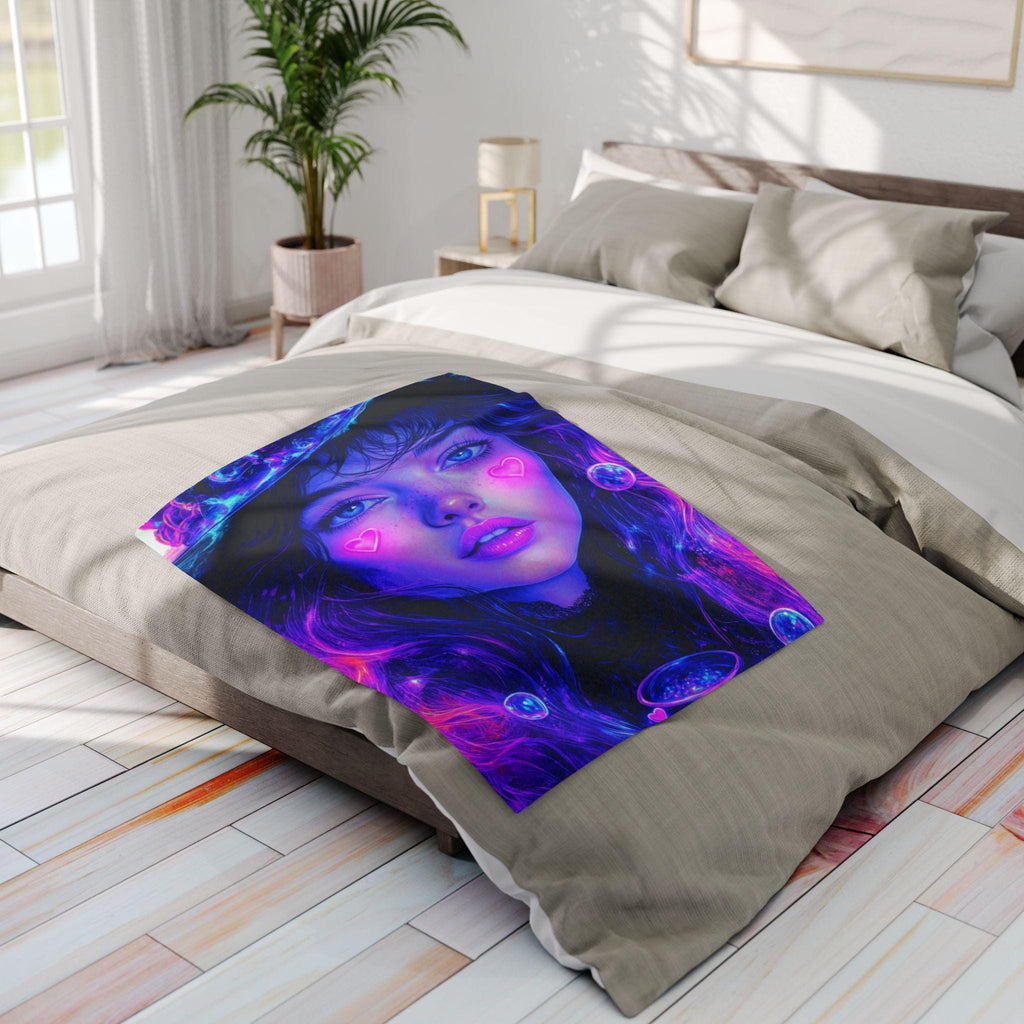 Cosmic Dreamscape Fleece Throw: Witchy Galaxy Art Blanket for Cozy Home Decor