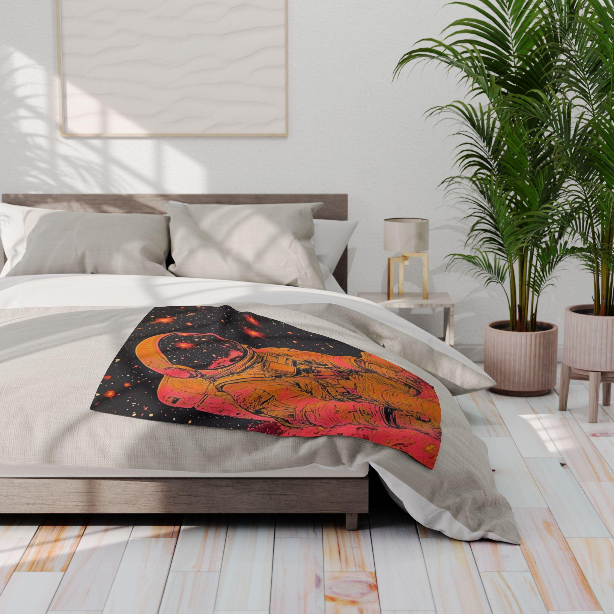Cosmic Astronaut Galaxy Fleece Throw: Space-Themed Novelty Blanket for Home Decor & Cozy Comfort