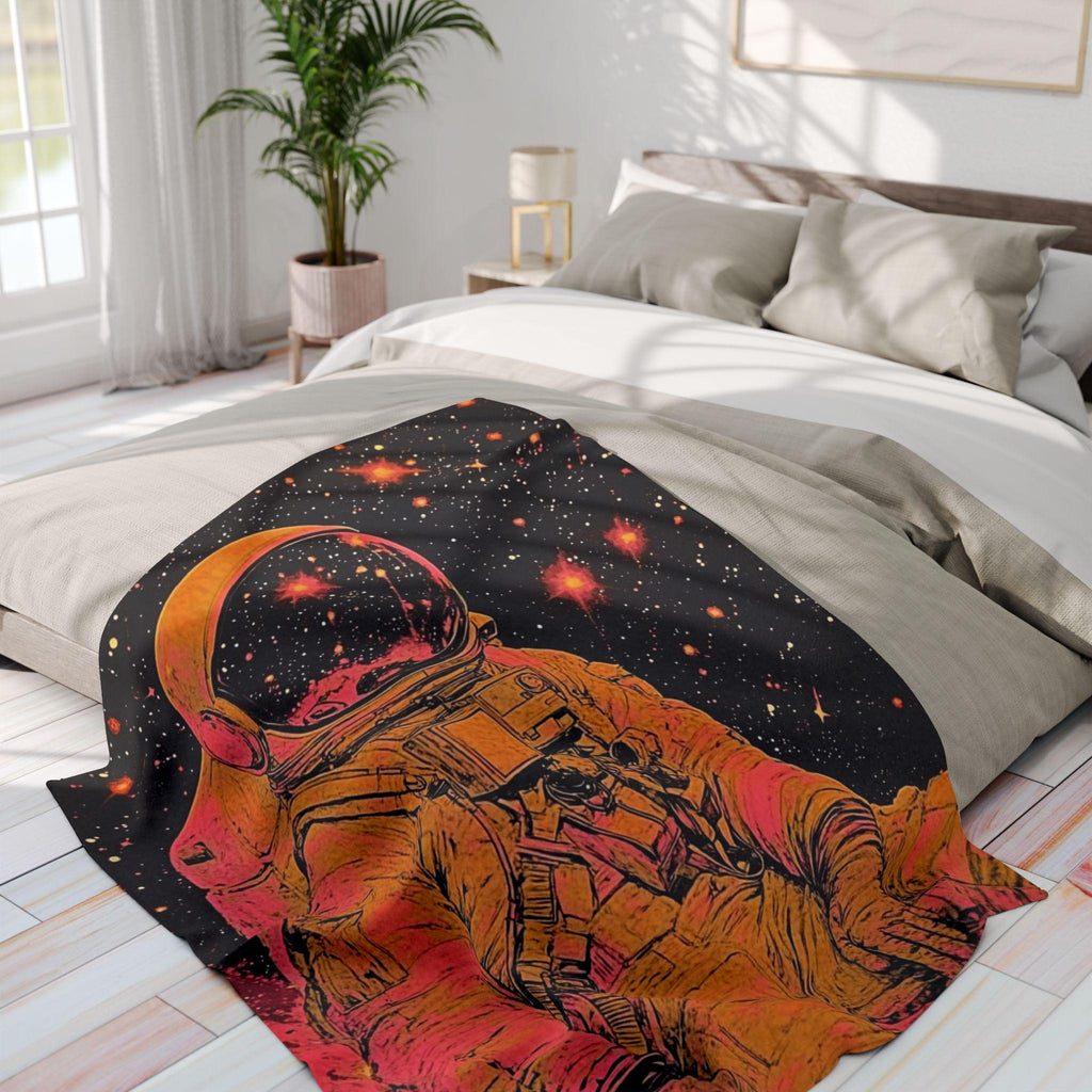 Cosmic Astronaut Galaxy Fleece Throw: Space-Themed Novelty Blanket for Home Decor & Cozy Comfort