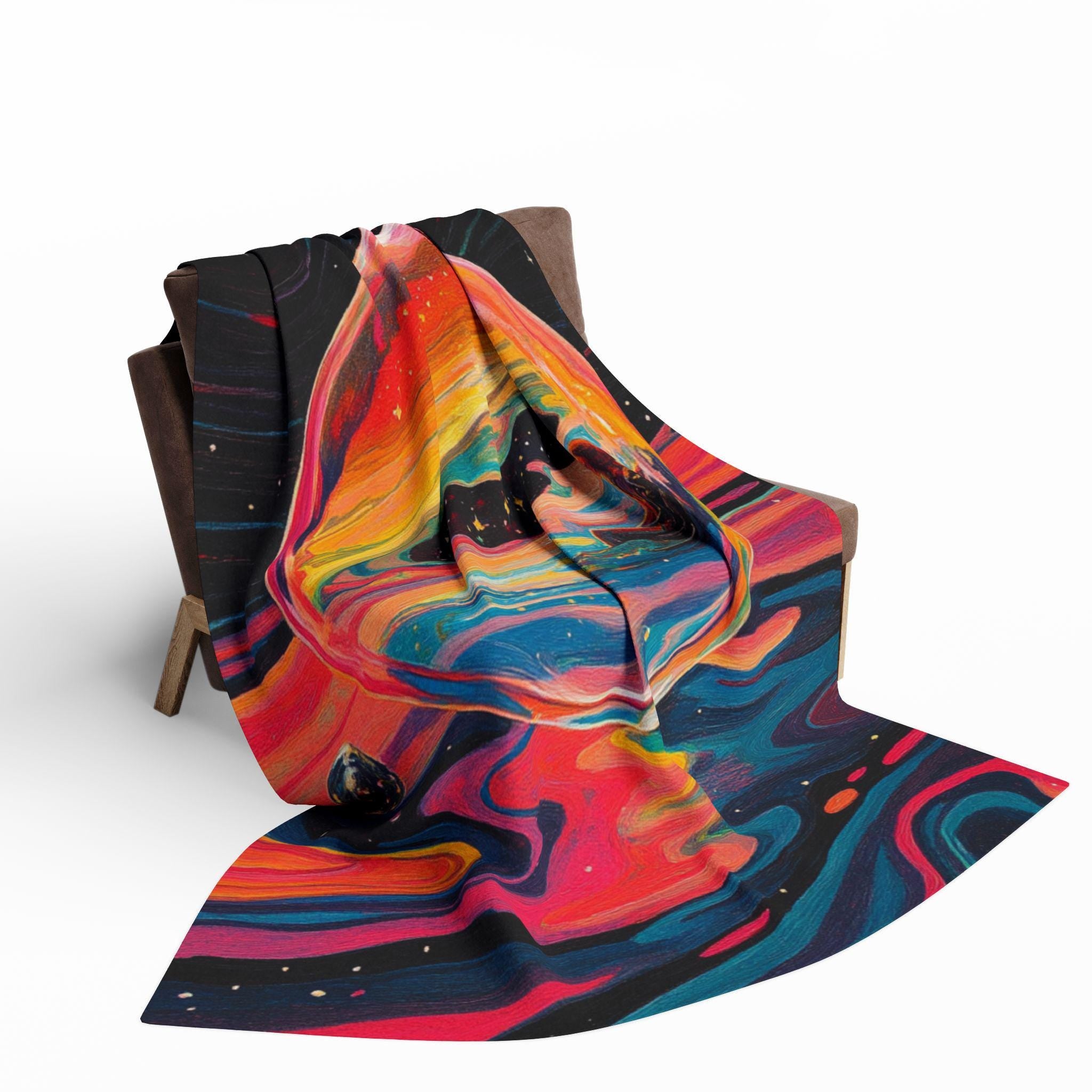 Whimsical Floral Fleece Throw: Colorful Butterfly Art Blanket for Cozy Home Decor