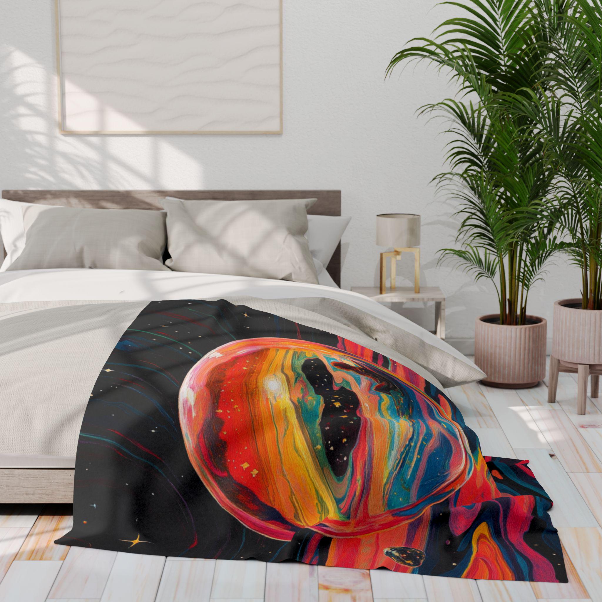 Whimsical Floral Fleece Throw: Colorful Butterfly Art Blanket for Cozy Home Decor