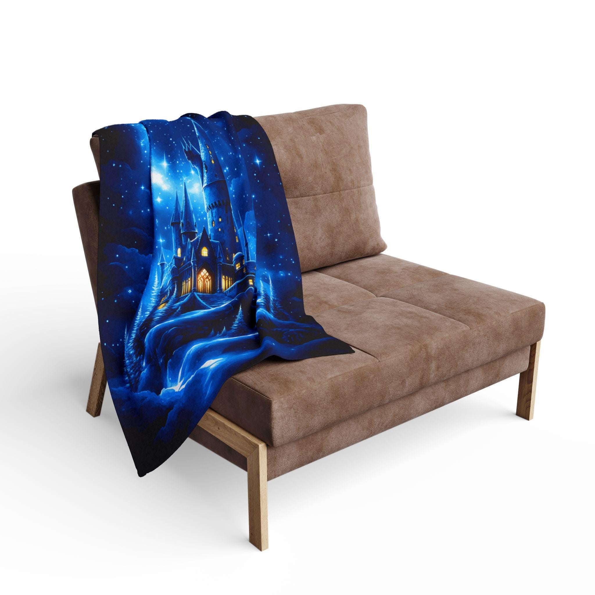 Enchanting Celestial Castle Fleece Throw: Starry Night Fantasy Decor for Cozy Bedroom Comfort