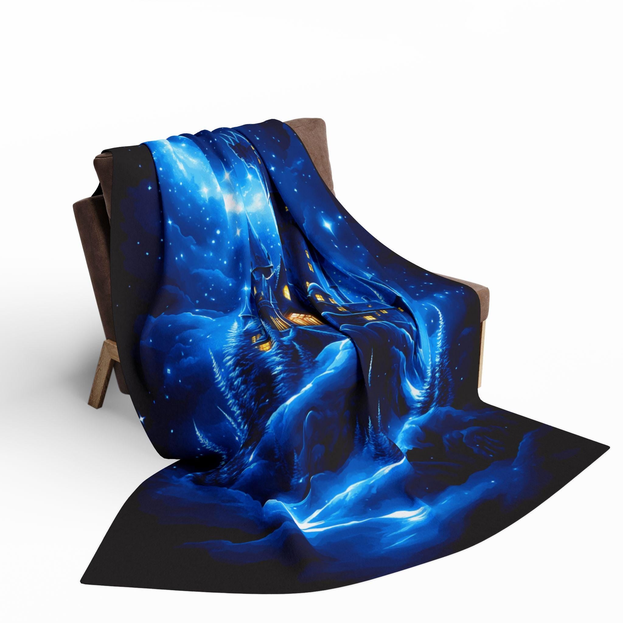 Enchanting Celestial Castle Fleece Throw: Starry Night Fantasy Decor for Cozy Bedroom Comfort