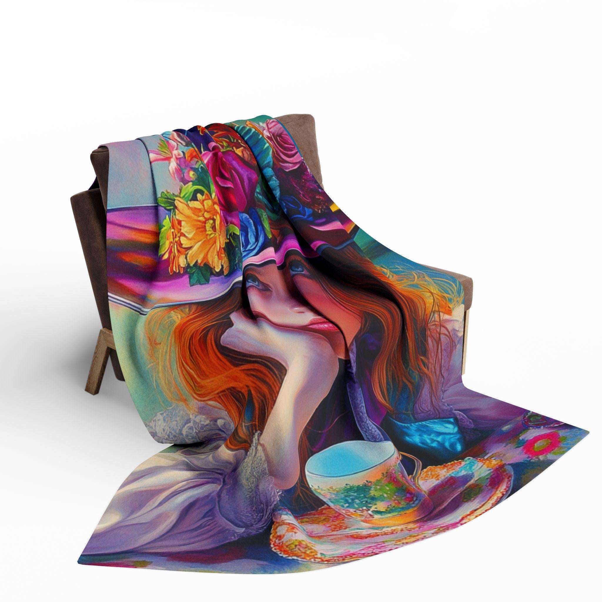 Vibrant Floral Fleece Throw: Whimsical Butterfly Art Blanket for Cozy Home Decor