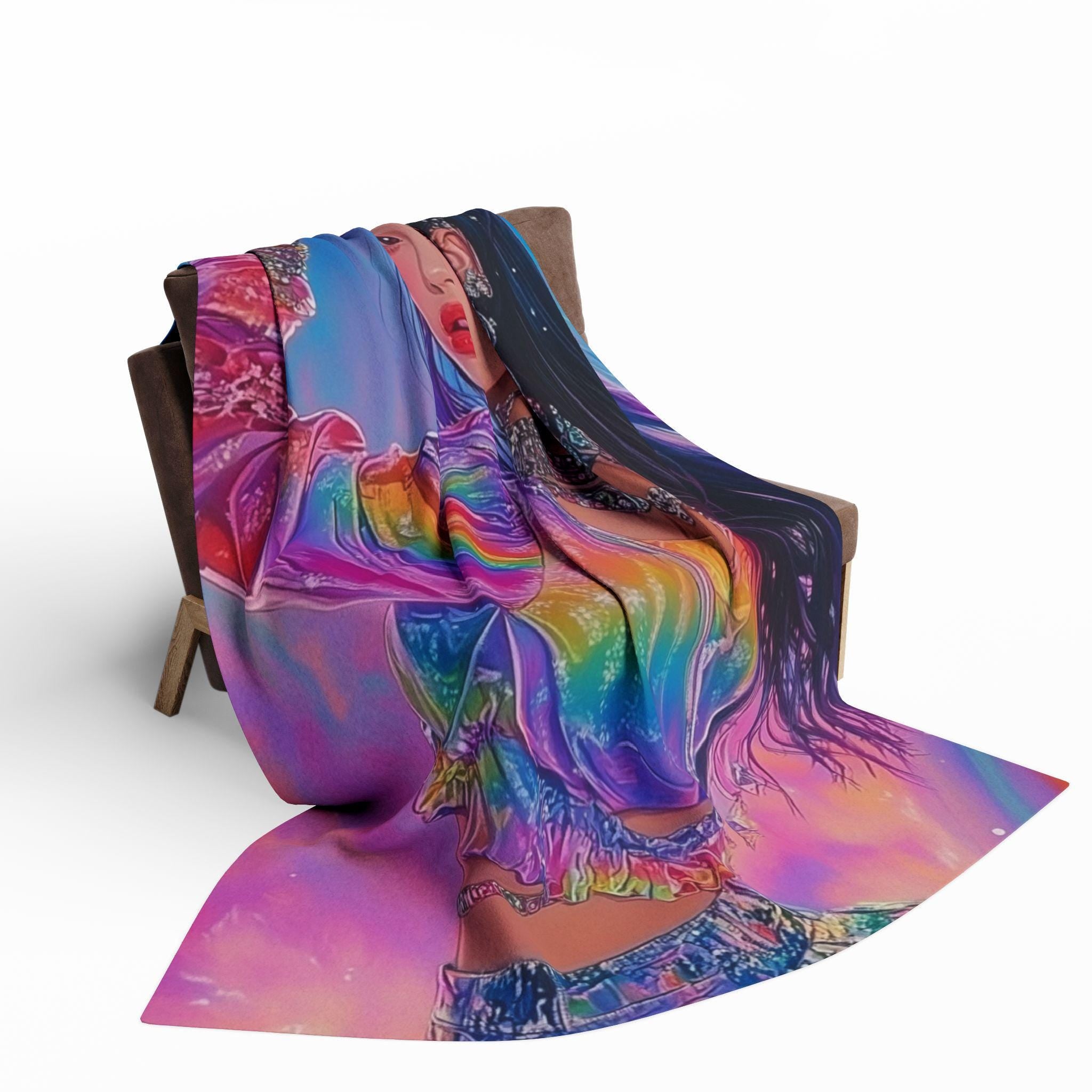 Colorful Rainbow Arctic Fleece Blanket: Boho Bedroom Decor