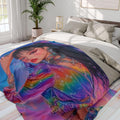 Colorful Rainbow Arctic Fleece Blanket: Boho Bedroom Decor