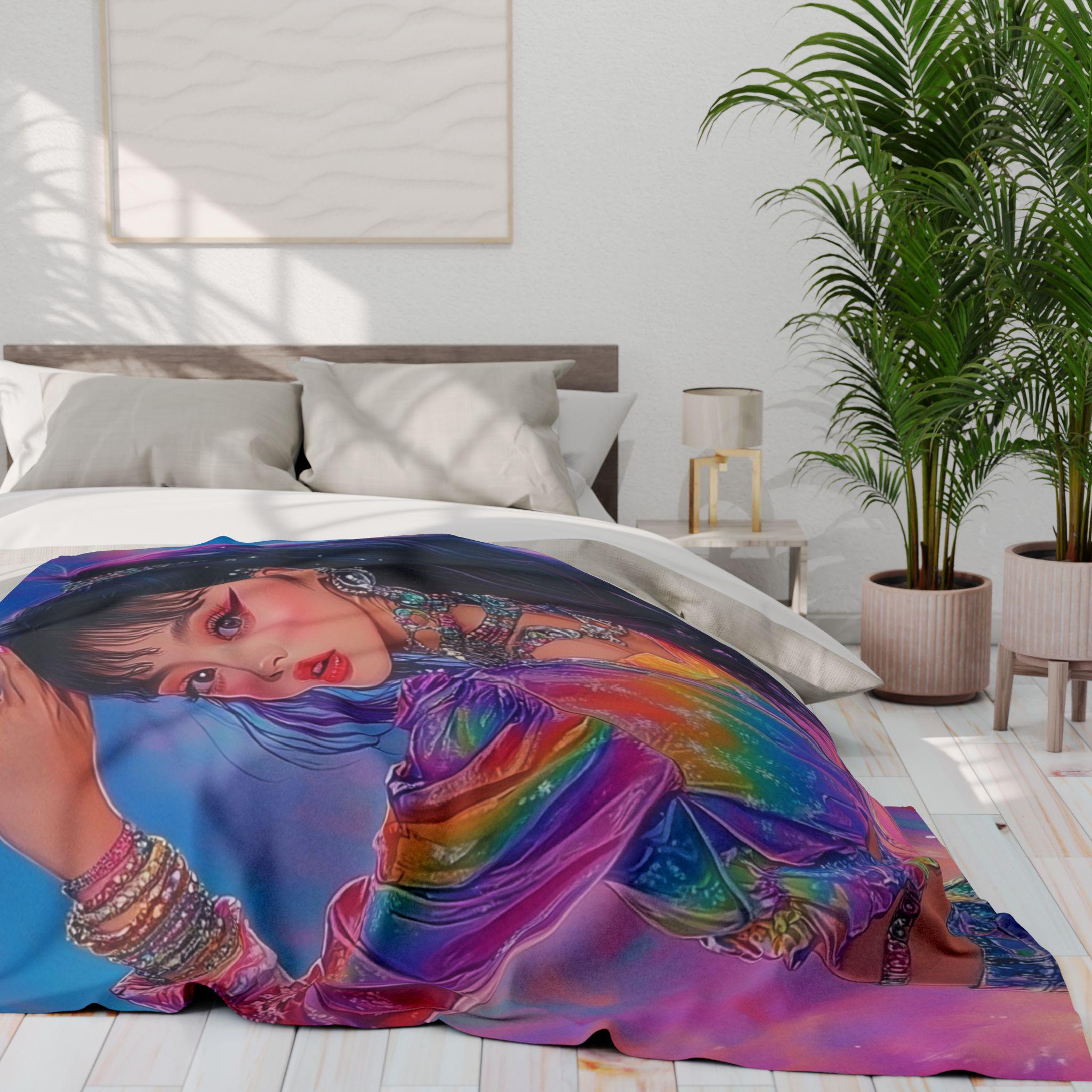 Colorful Rainbow Arctic Fleece Blanket: Boho Bedroom Decor