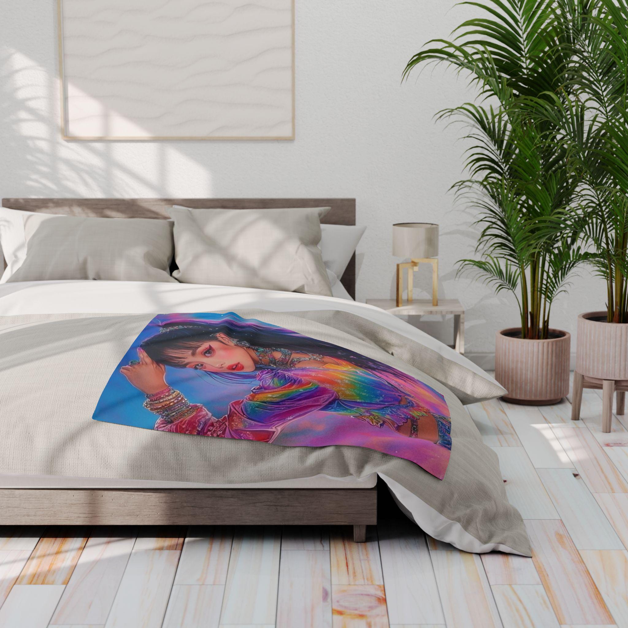 Colorful Rainbow Arctic Fleece Blanket: Boho Bedroom Decor