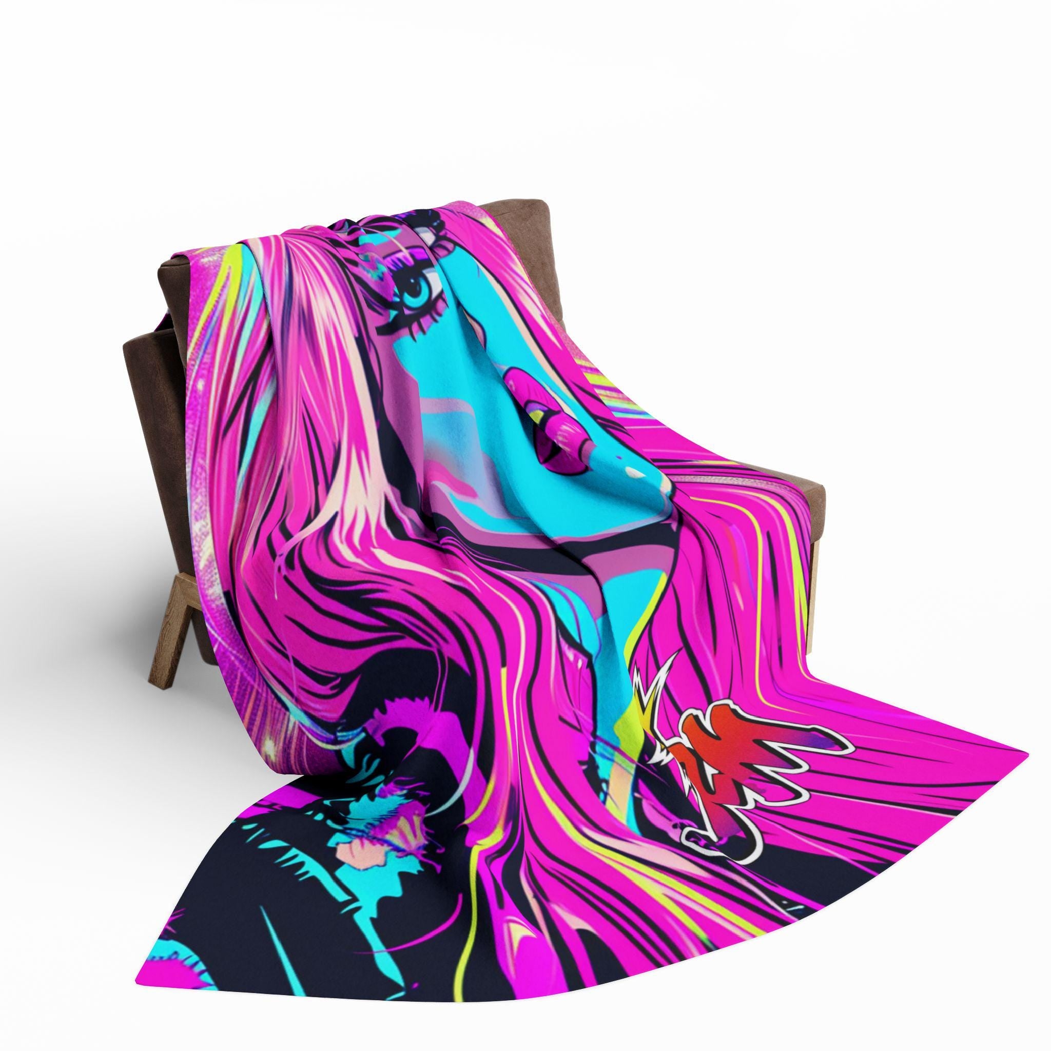 Vibrant Pop Art Fleece Blanket: Retro Colorful Throw