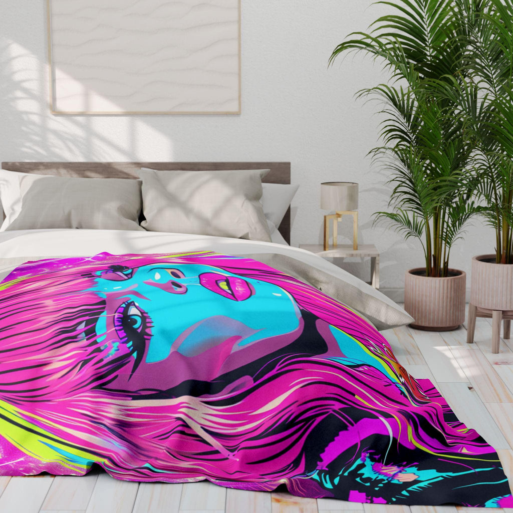 Vibrant Pop Art Fleece Blanket: Retro Colorful Throw