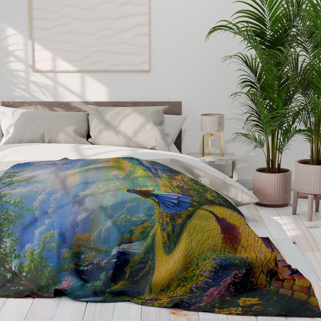 Whimsical Arctic Fantasy Landscape Fleece Throw Blanket - Cozy Winter Home Decor Gift