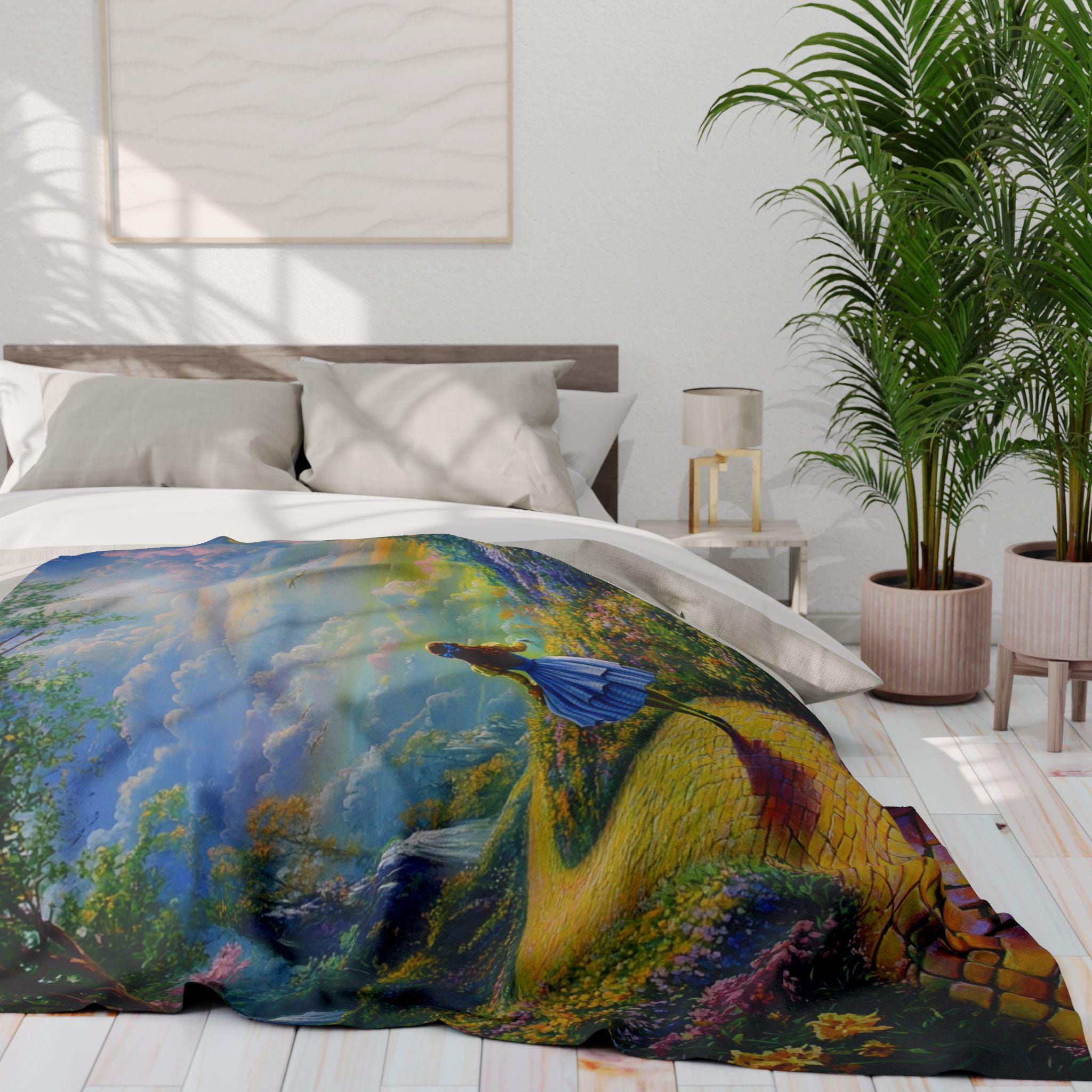Whimsical Arctic Fantasy Landscape Fleece Throw Blanket - Cozy Winter Home Decor Gift