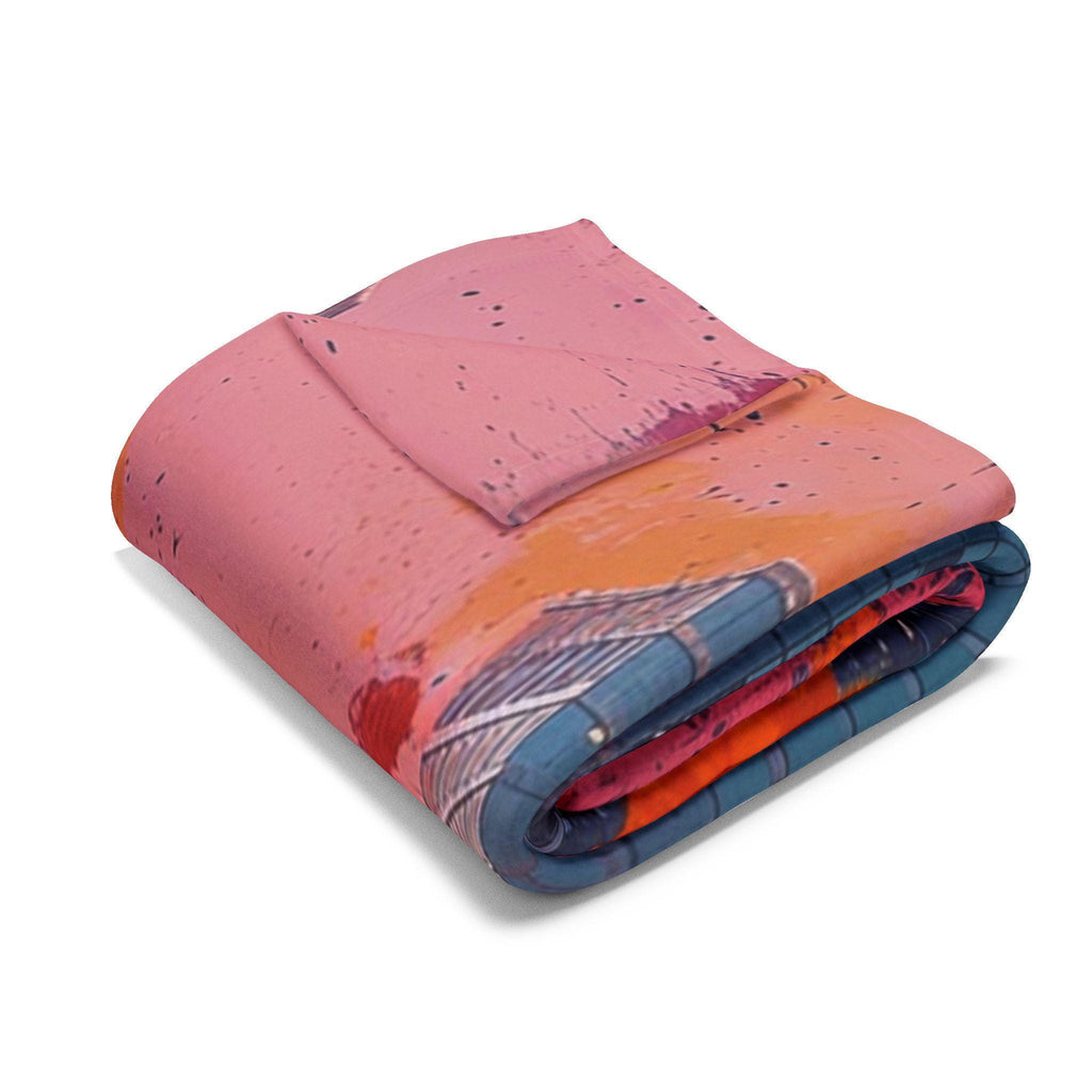 Parody Vibrant Cityscape Fleece Throw: Cozy Urban Decor, Artistic Gift, Colorful Modern Home Accent