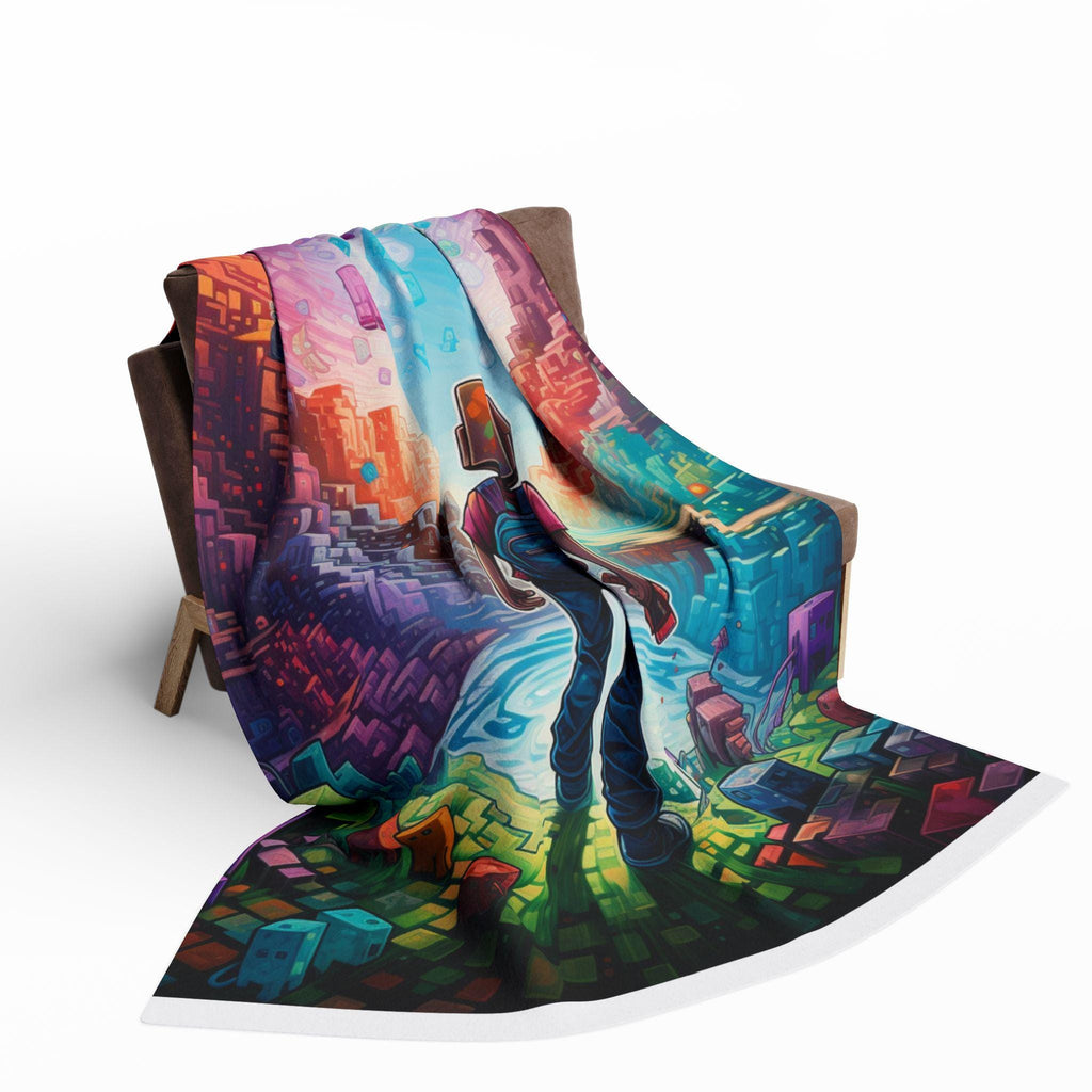 Parody Vibrant Arctic Fleece Gaming Blanket: Cozy Video Game Decor for Playroom & Bedroom Accessories