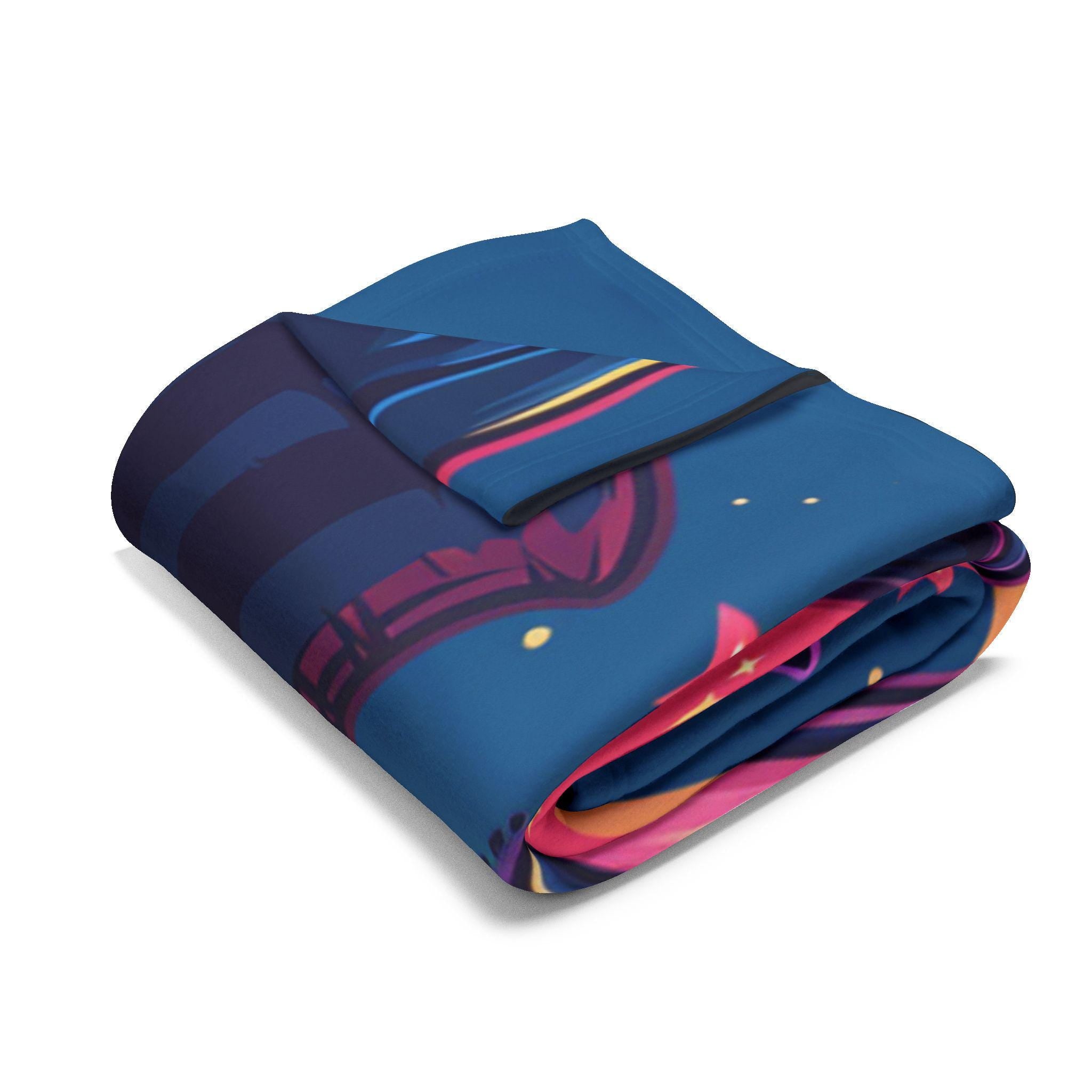 Magical Cat Art Fleece Blanket: Whimsical Home Decor