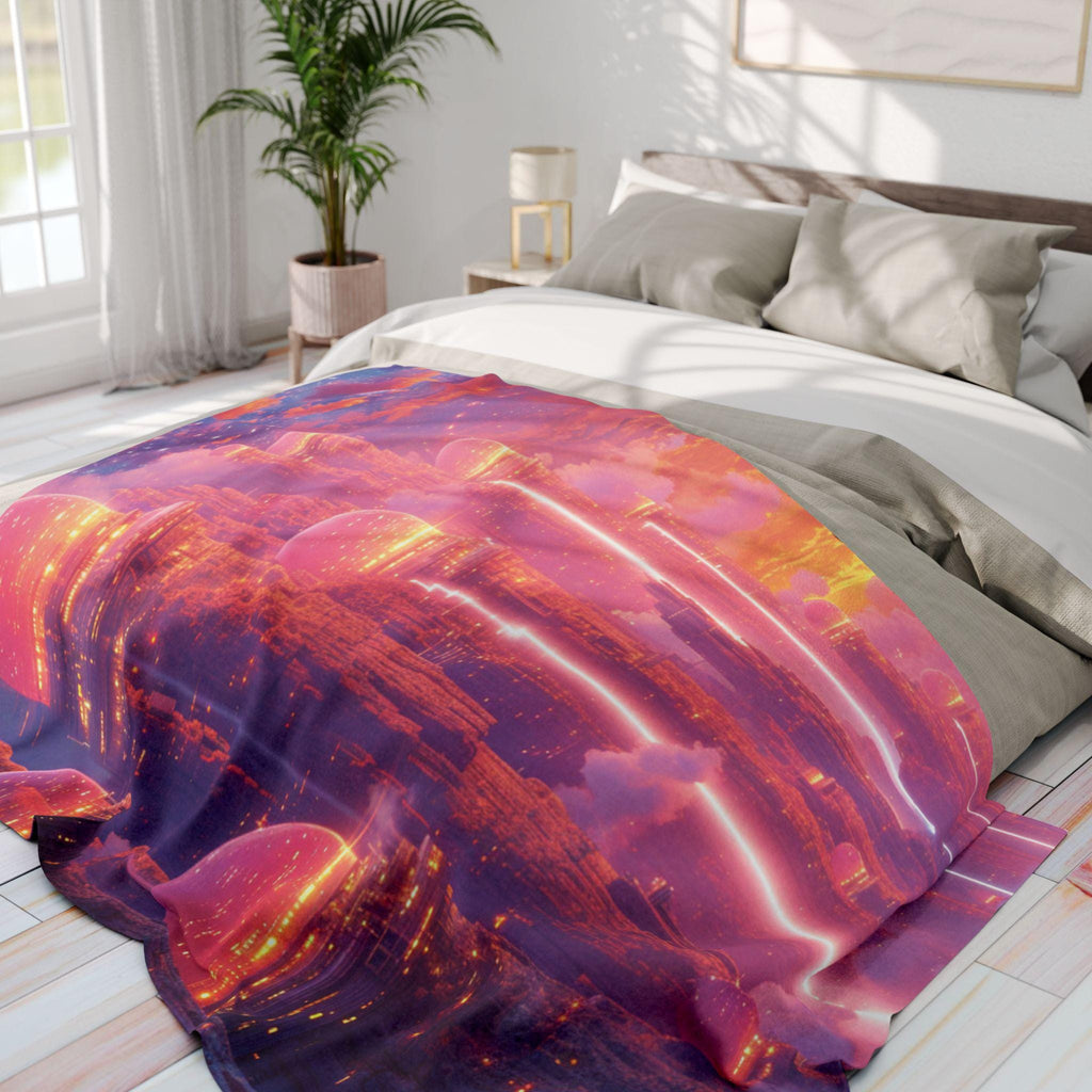 Vibrant Fantasy Fleece Blanket: Cozy Boho Art Decor Throw