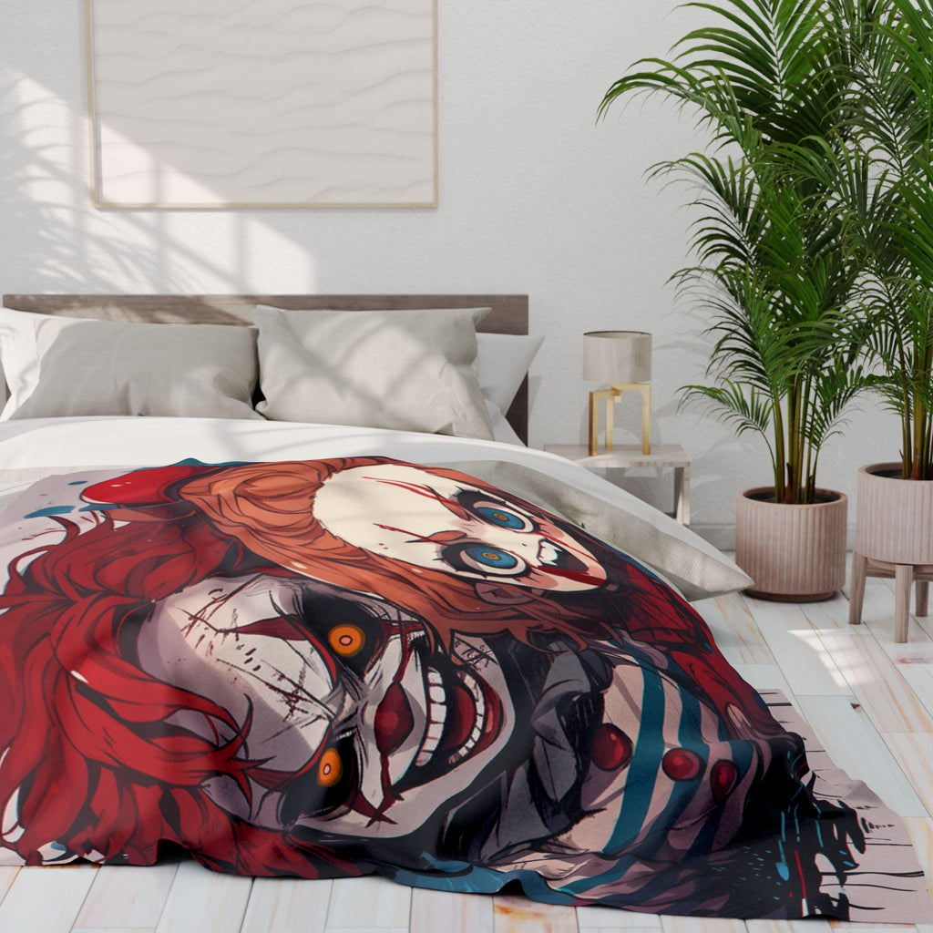 Creepy Clown Arctic Fleece Blanket: Horror Halloween Decor
