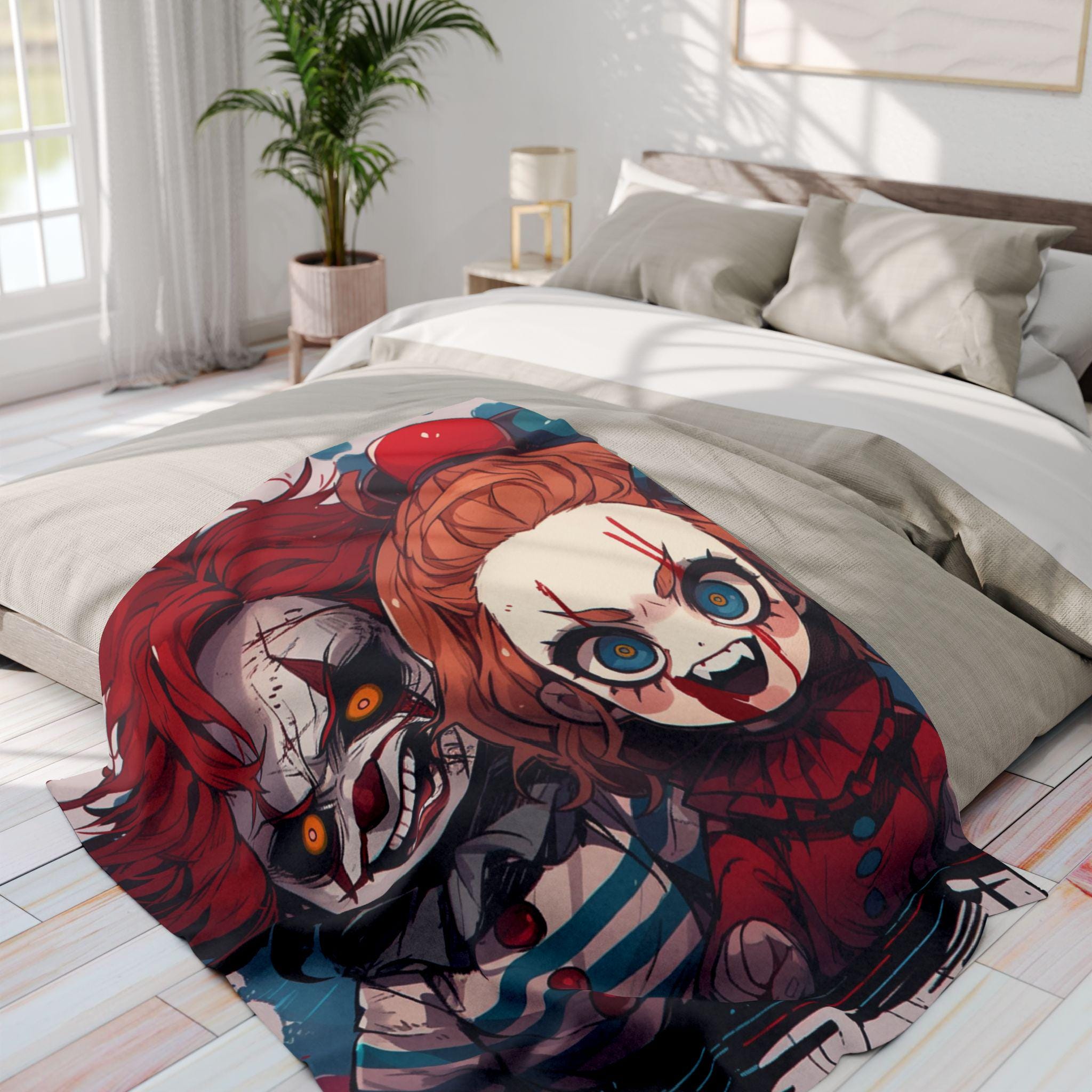Creepy Clown Arctic Fleece Blanket: Horror Halloween Decor