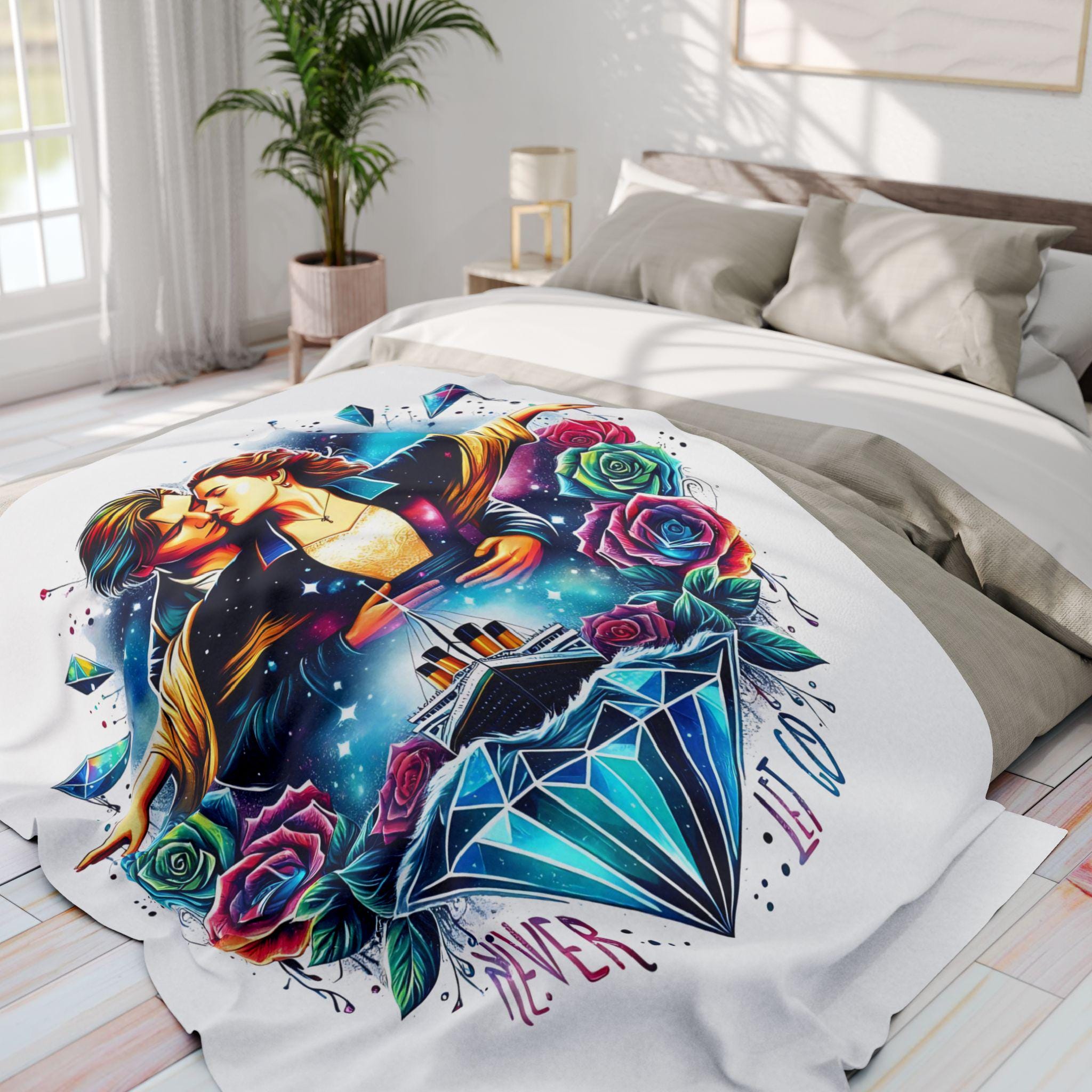 Parody Titanic Romance Fleece Throw: Cozy Movie-Inspired Decor for Bedroom, Valentine's Gift