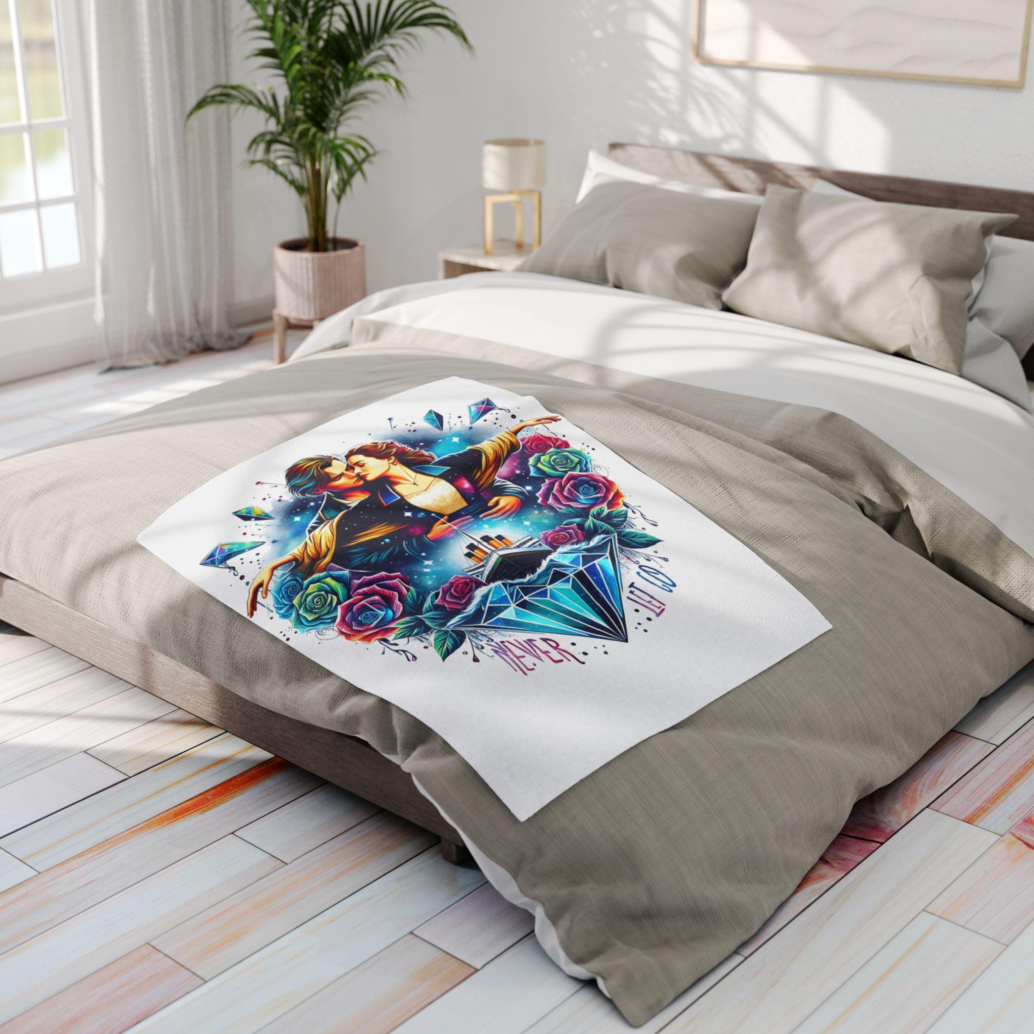 Parody Titanic Romance Fleece Throw: Cozy Movie-Inspired Decor for Bedroom, Valentine's Gift