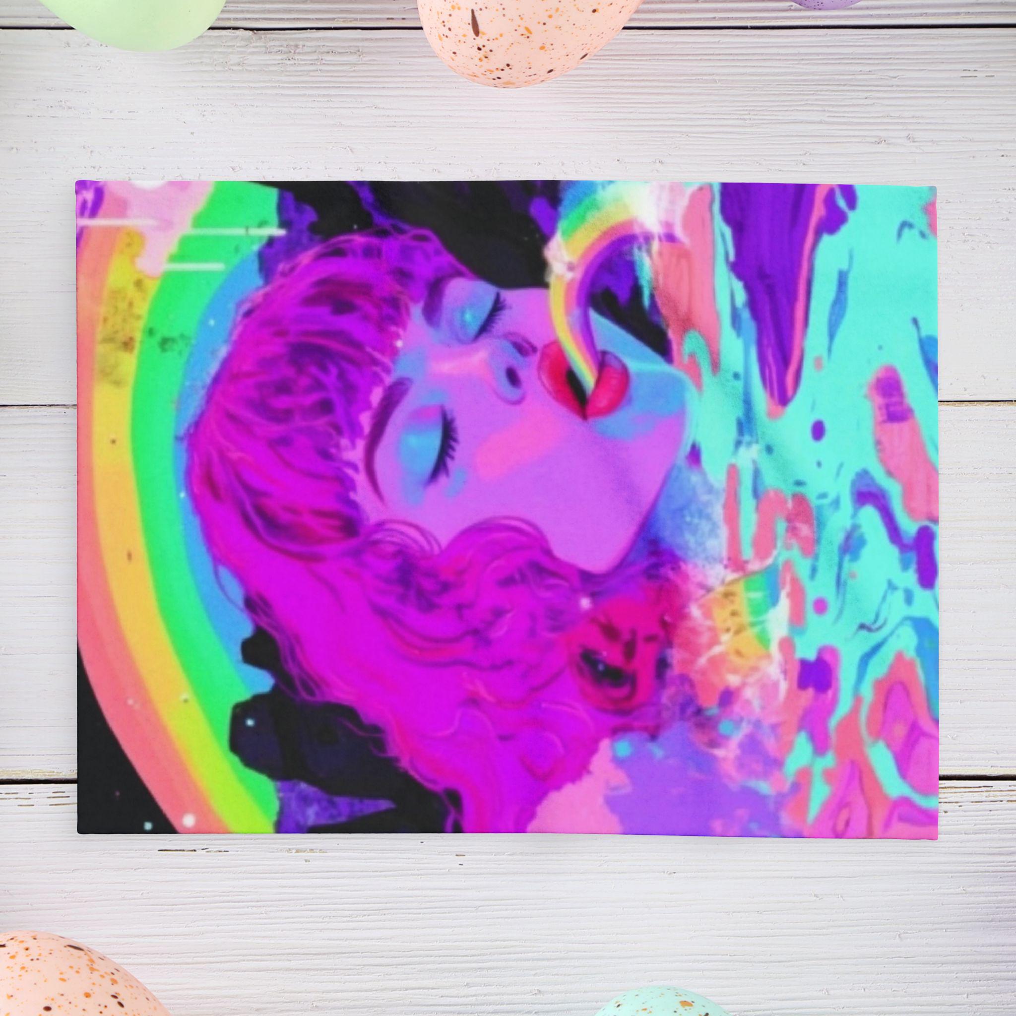 Parody Rainbow Psychedelic Fleece Throw - Vibrant Cozy Blanket for Bedroom, Couch & Winter Snuggles