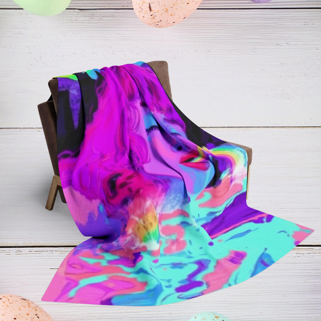 Parody Rainbow Psychedelic Fleece Throw - Vibrant Cozy Blanket for Bedroom, Couch & Winter Snuggles