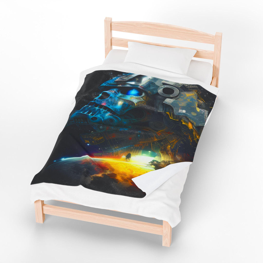 Cosmic Skull Velveteen Plush Blanket: Sci-Fi Star Style Throw