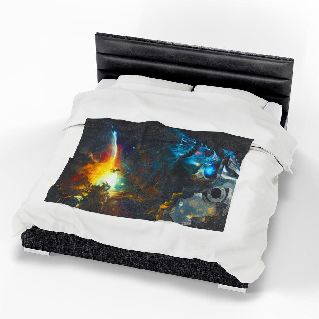 Cosmic Skull Velveteen Plush Blanket: Sci-Fi Star Style Throw