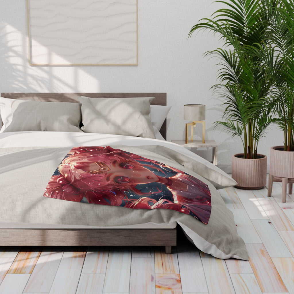 Anime Girl Arctic Fleece Blanket: Whimsical Home Decor Throw