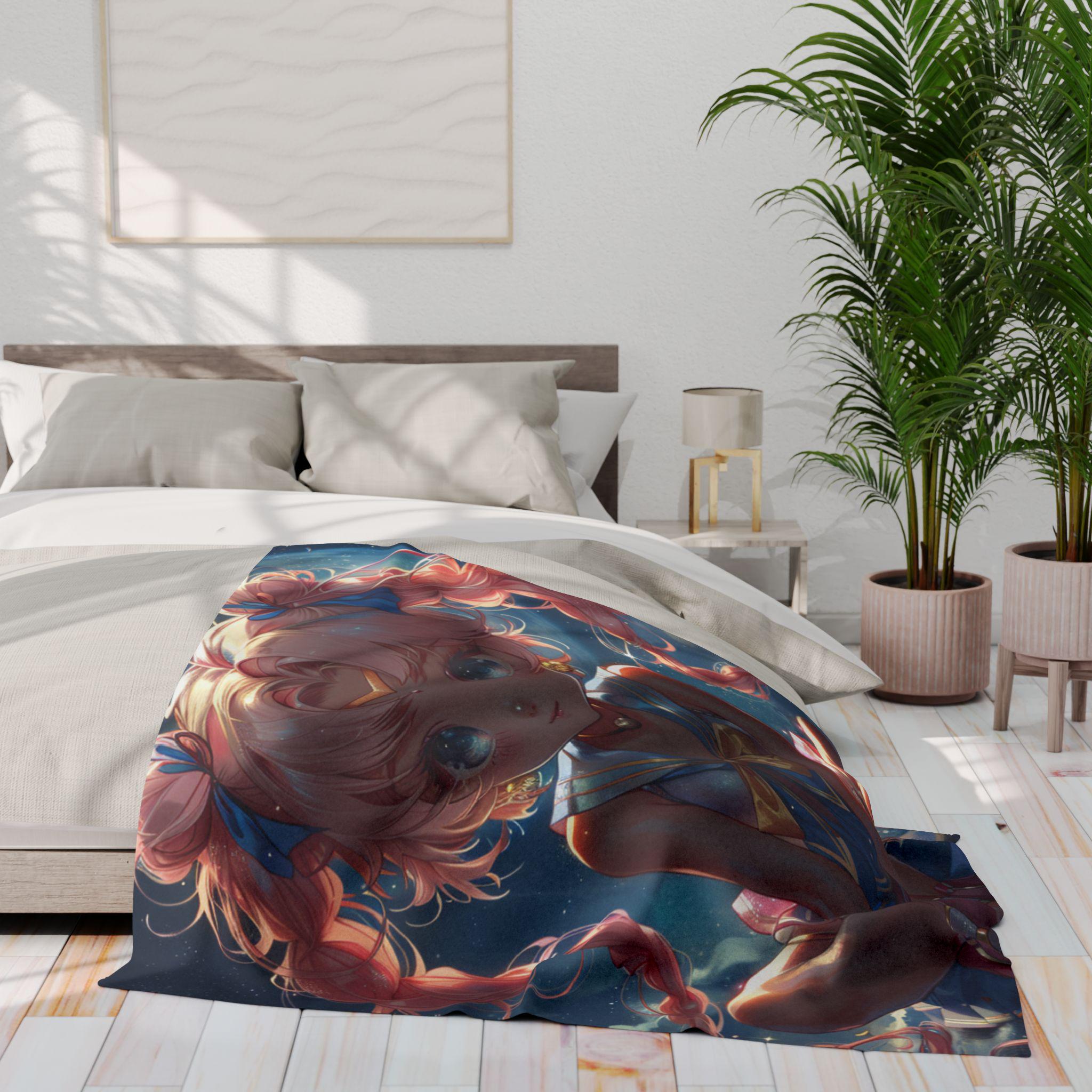 Anime Girl Arctic Fleece Blanket: Dreamy Cozy Throw