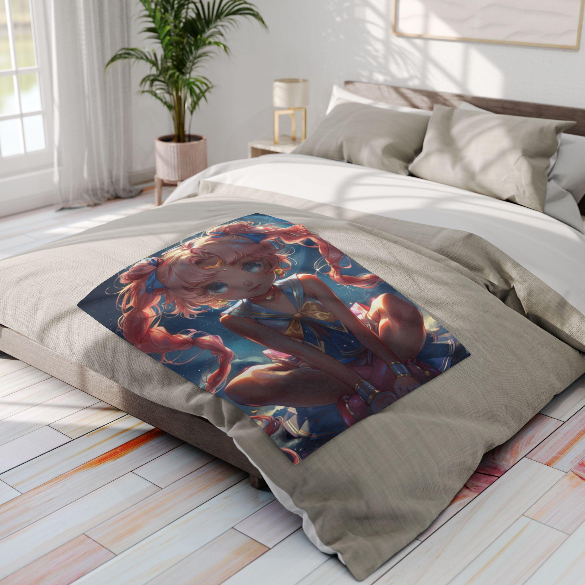 Anime Girl Arctic Fleece Blanket: Dreamy Cozy Throw