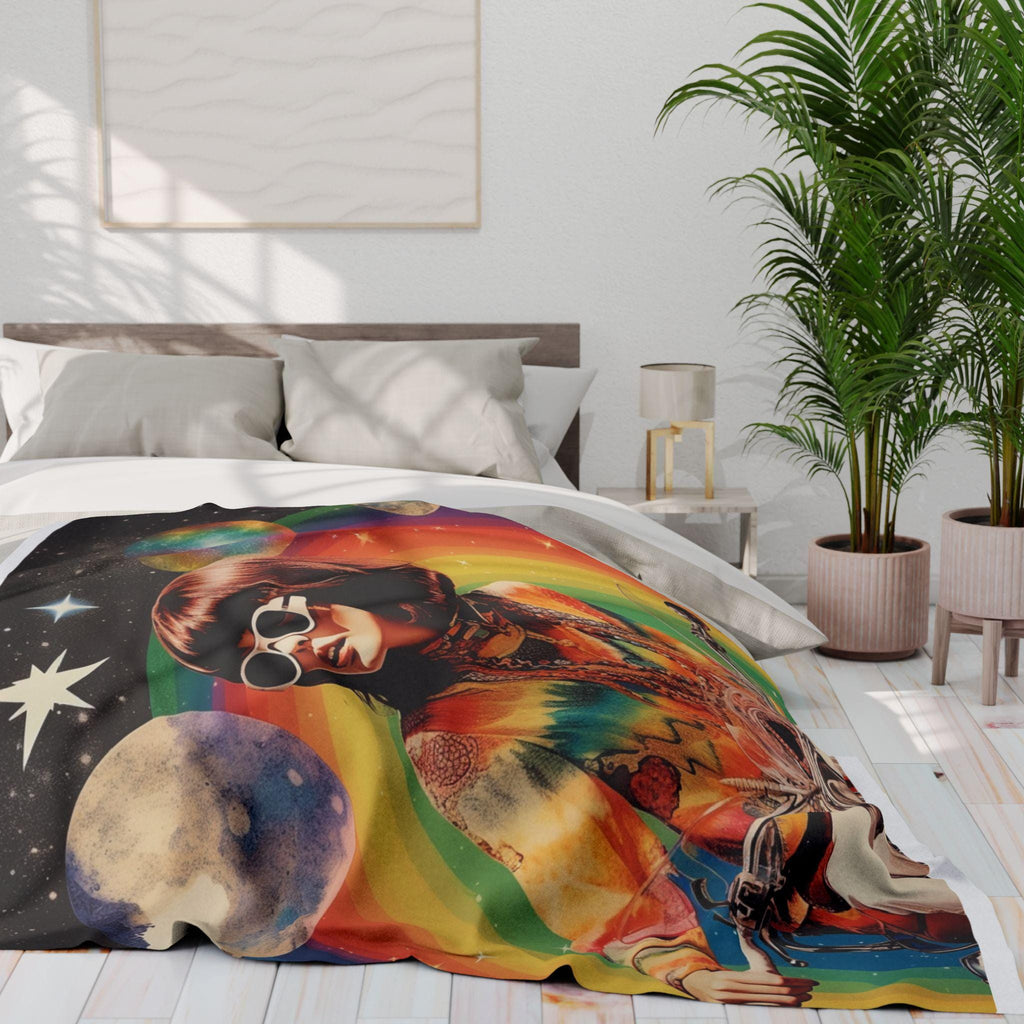 Parody Psychedelic Arctic Fleece: Retro Boho Galaxy Throw for Festivals, Home Decor & Unique Gifts