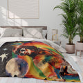Parody Psychedelic Arctic Fleece: Retro Boho Galaxy Throw for Festivals, Home Decor & Unique Gifts