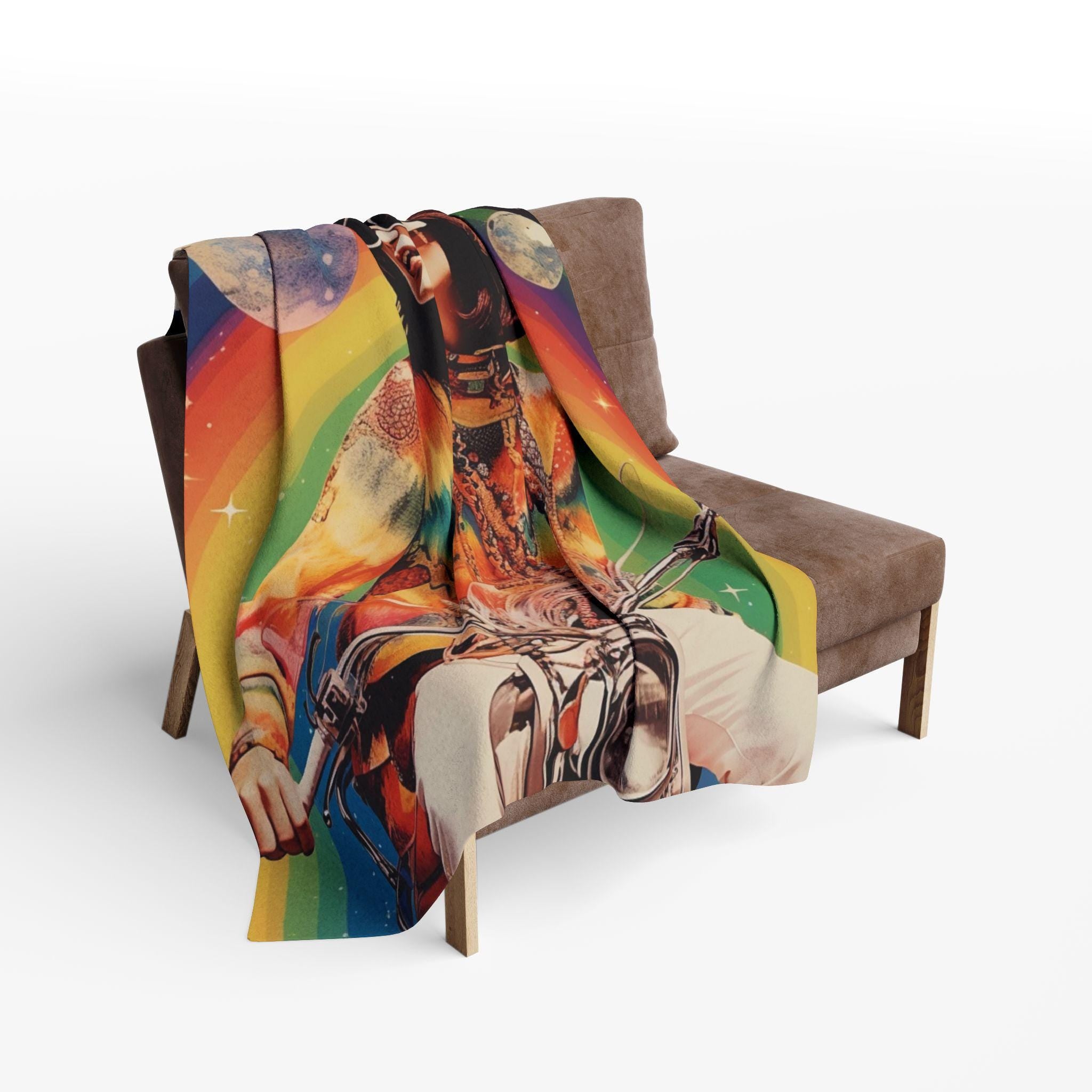 Parody Psychedelic Arctic Fleece: Retro Boho Galaxy Throw for Festivals, Home Decor & Unique Gifts