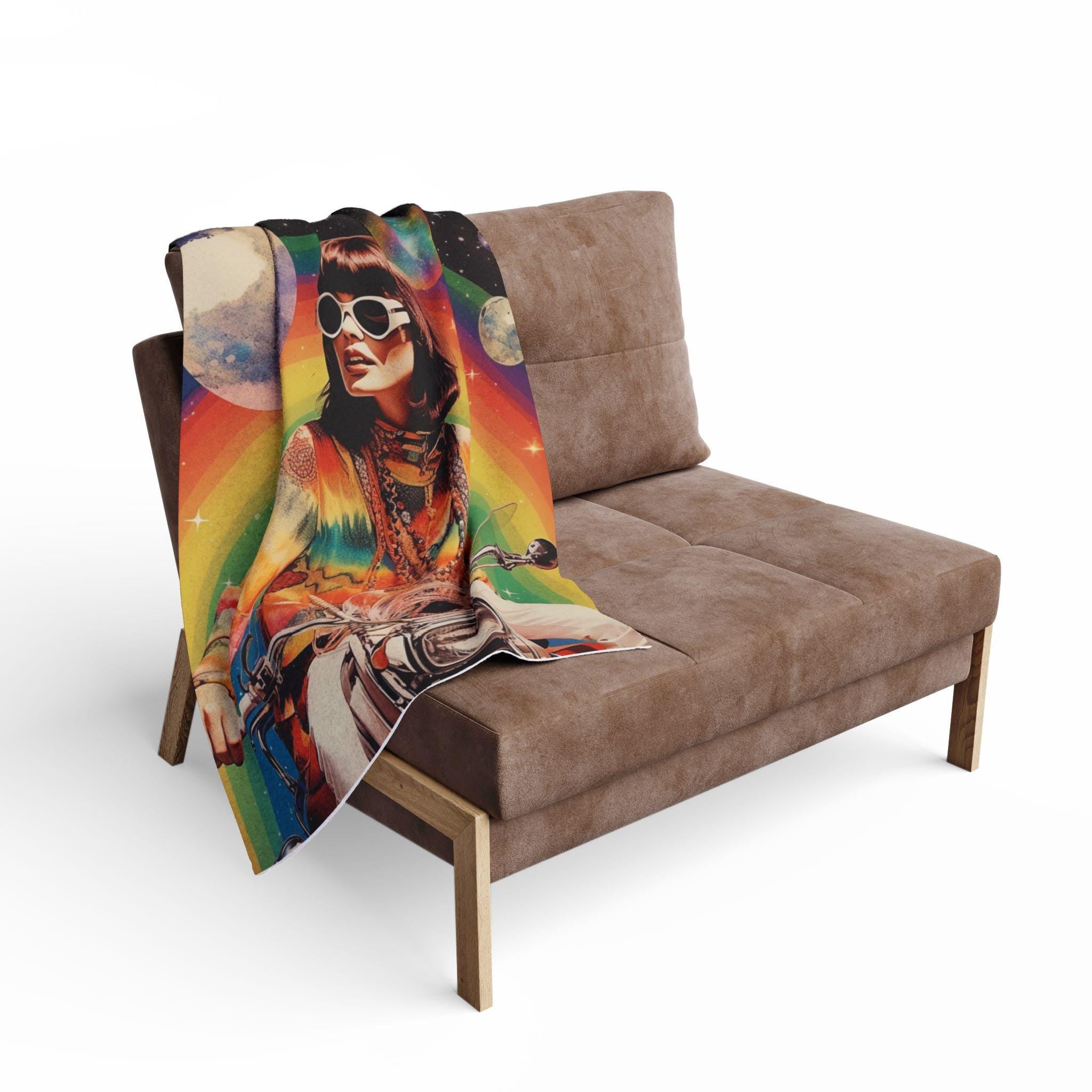 Parody Psychedelic Arctic Fleece: Retro Boho Galaxy Throw for Festivals, Home Decor & Unique Gifts