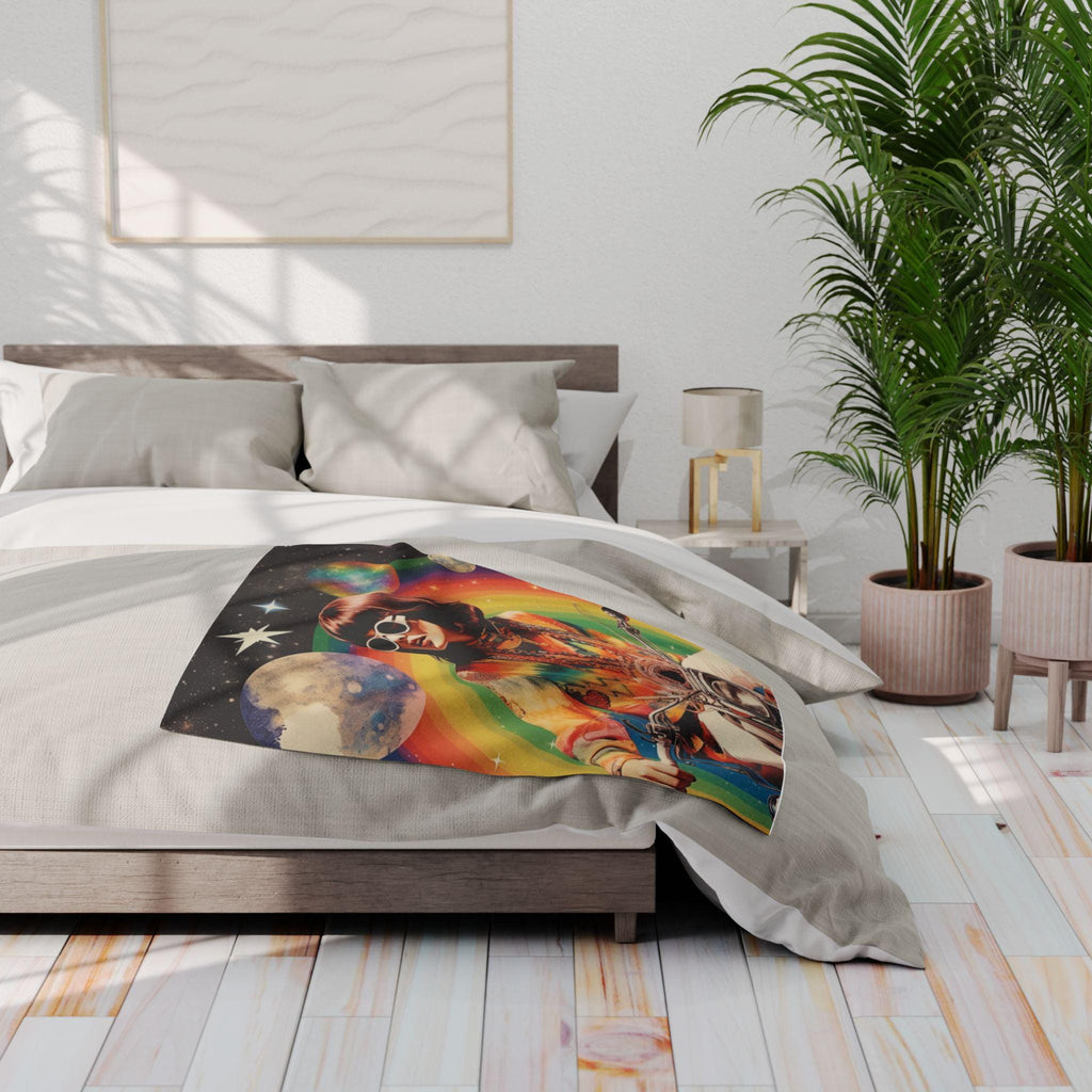 Parody Psychedelic Arctic Fleece: Retro Boho Galaxy Throw for Festivals, Home Decor & Unique Gifts
