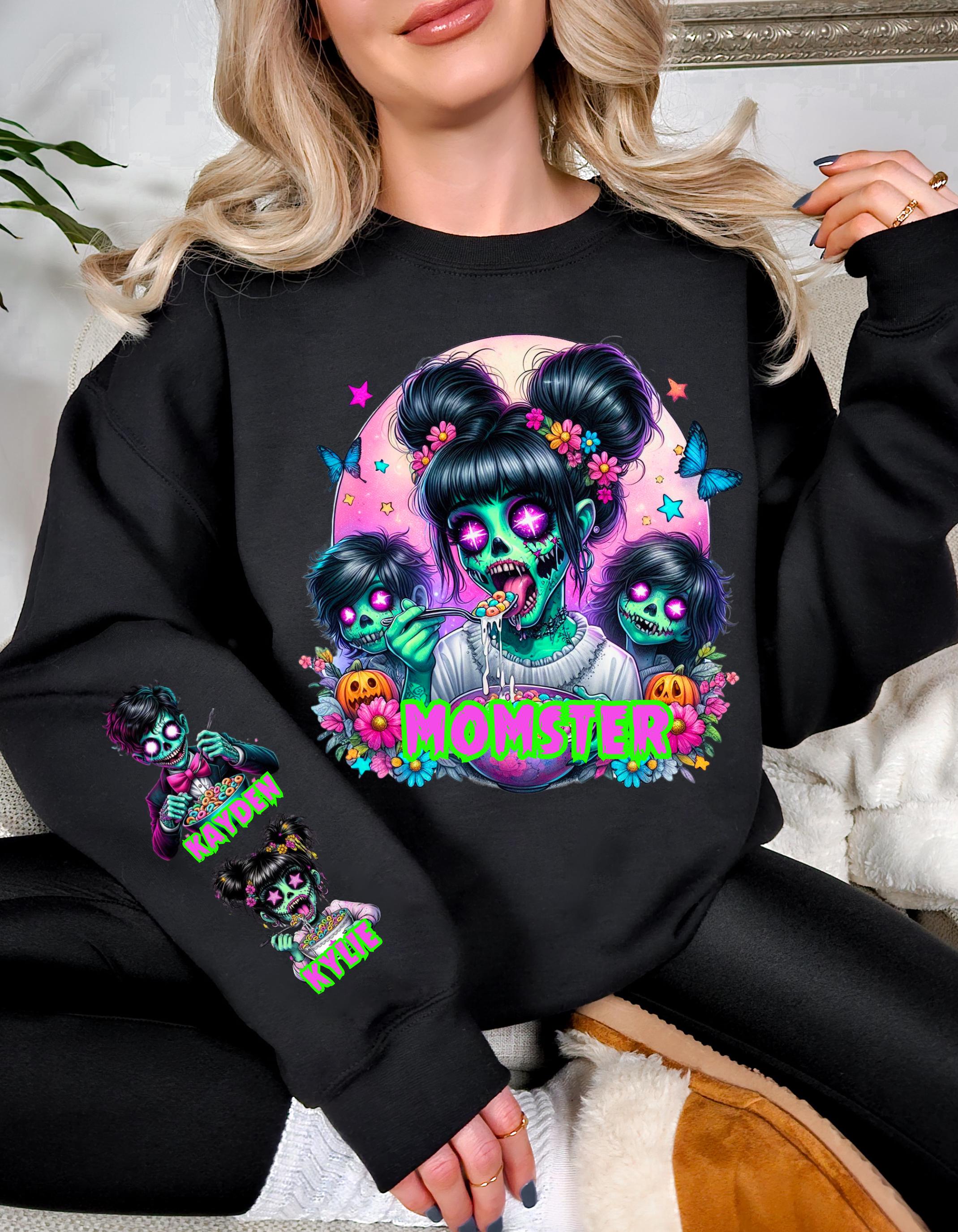 Personalized Momster Sweatshirt: Spooky Halloween Crewneck Jumper