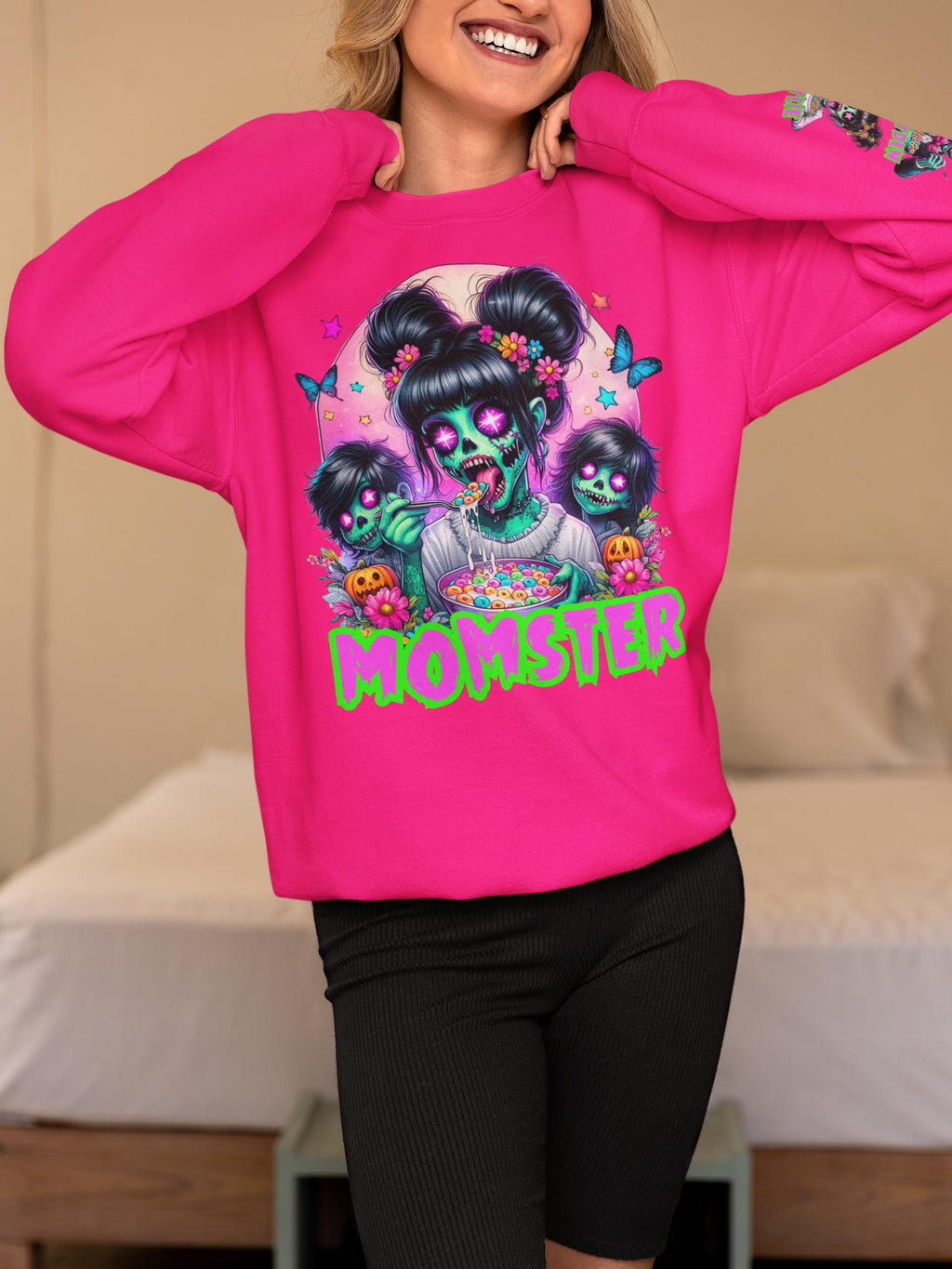 Personalized Momster Sweatshirt: Spooky Halloween Crewneck Jumper