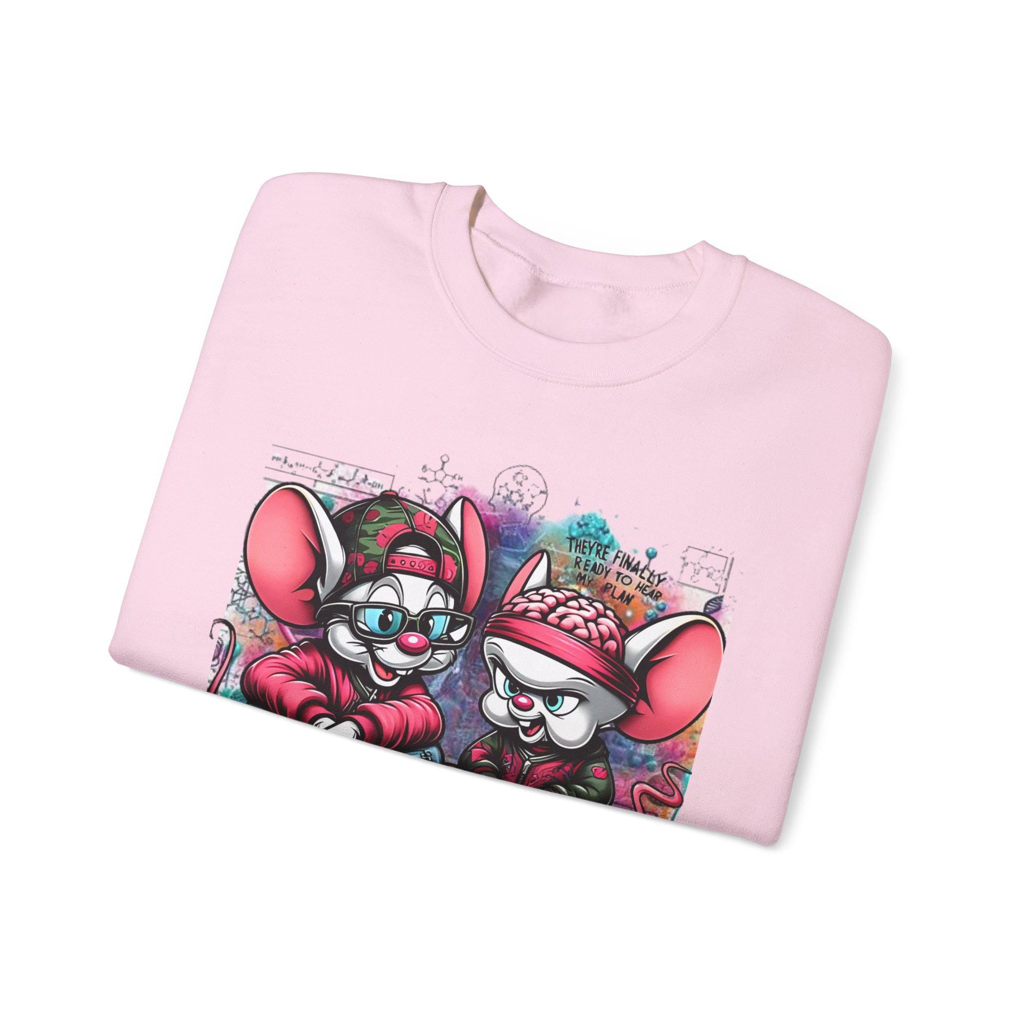 Parody Quirky Cartoon Mice Crewneck: Cozy Streetwear Sweatshirt for Teens & Adults, Fun Winter Gift