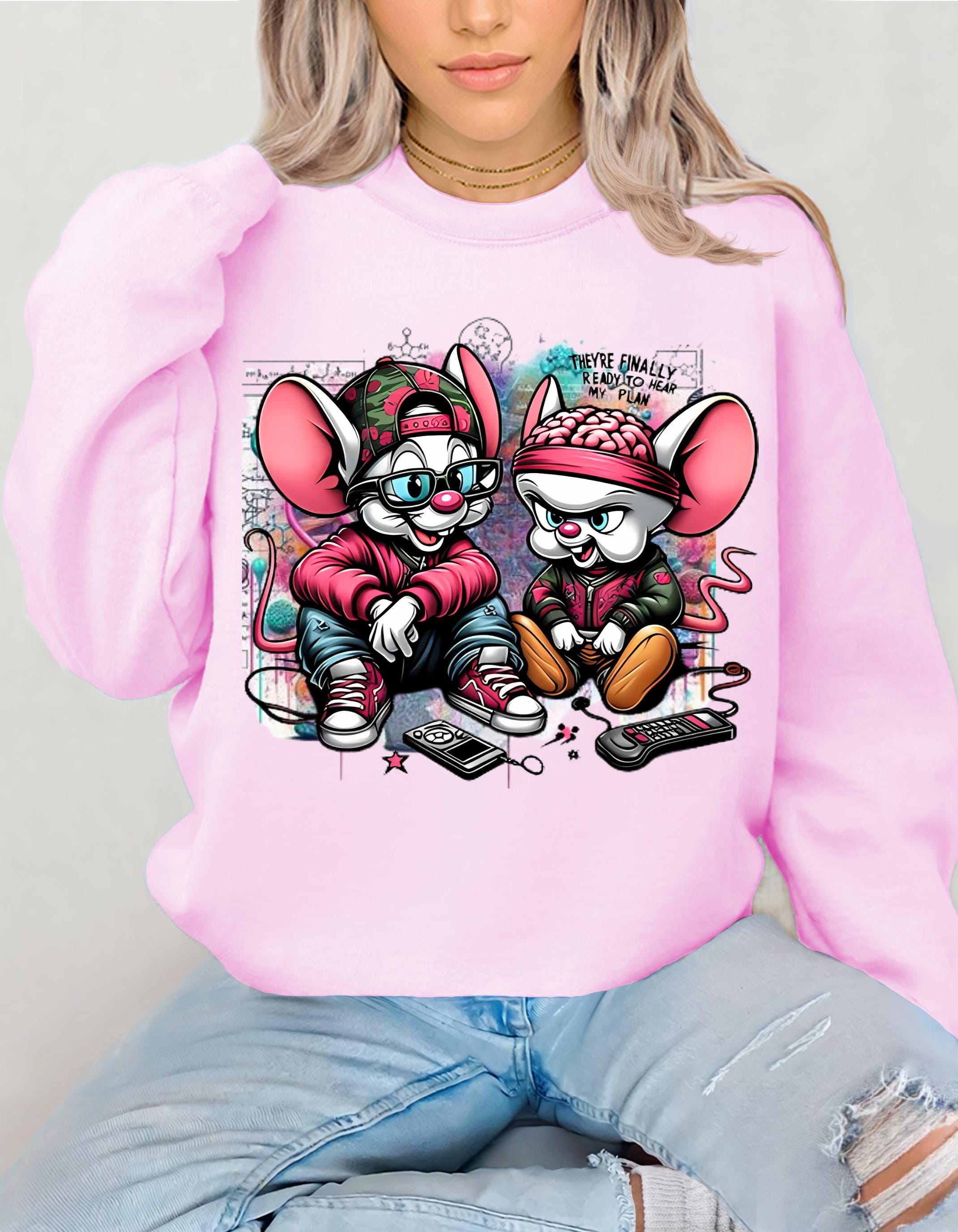 Parody Quirky Cartoon Mice Crewneck: Cozy Streetwear Sweatshirt for Teens & Adults, Fun Winter Gift
