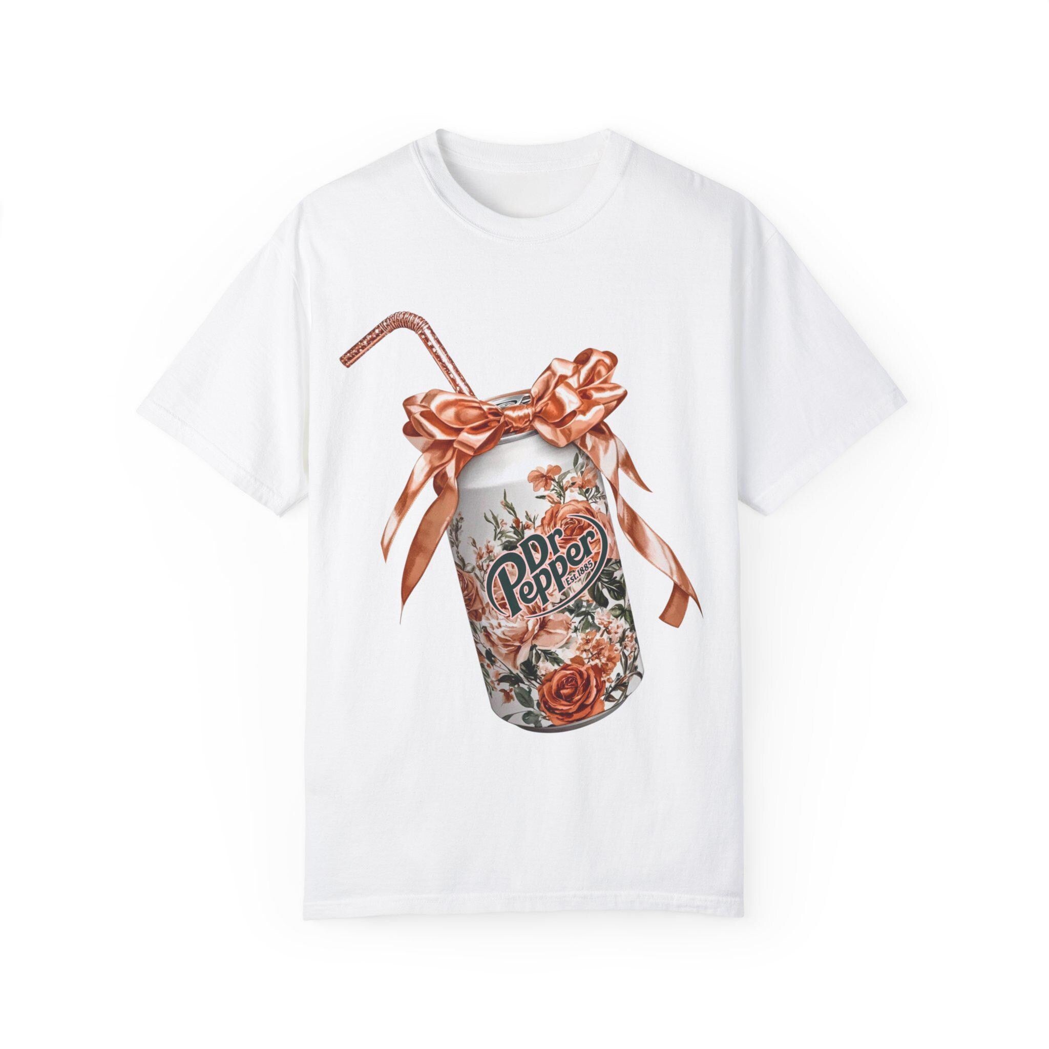 Floral Dr Pepper Parody T-Shirt: Vintage Soda Inspired Summer Tee for Retro Drink Lovers