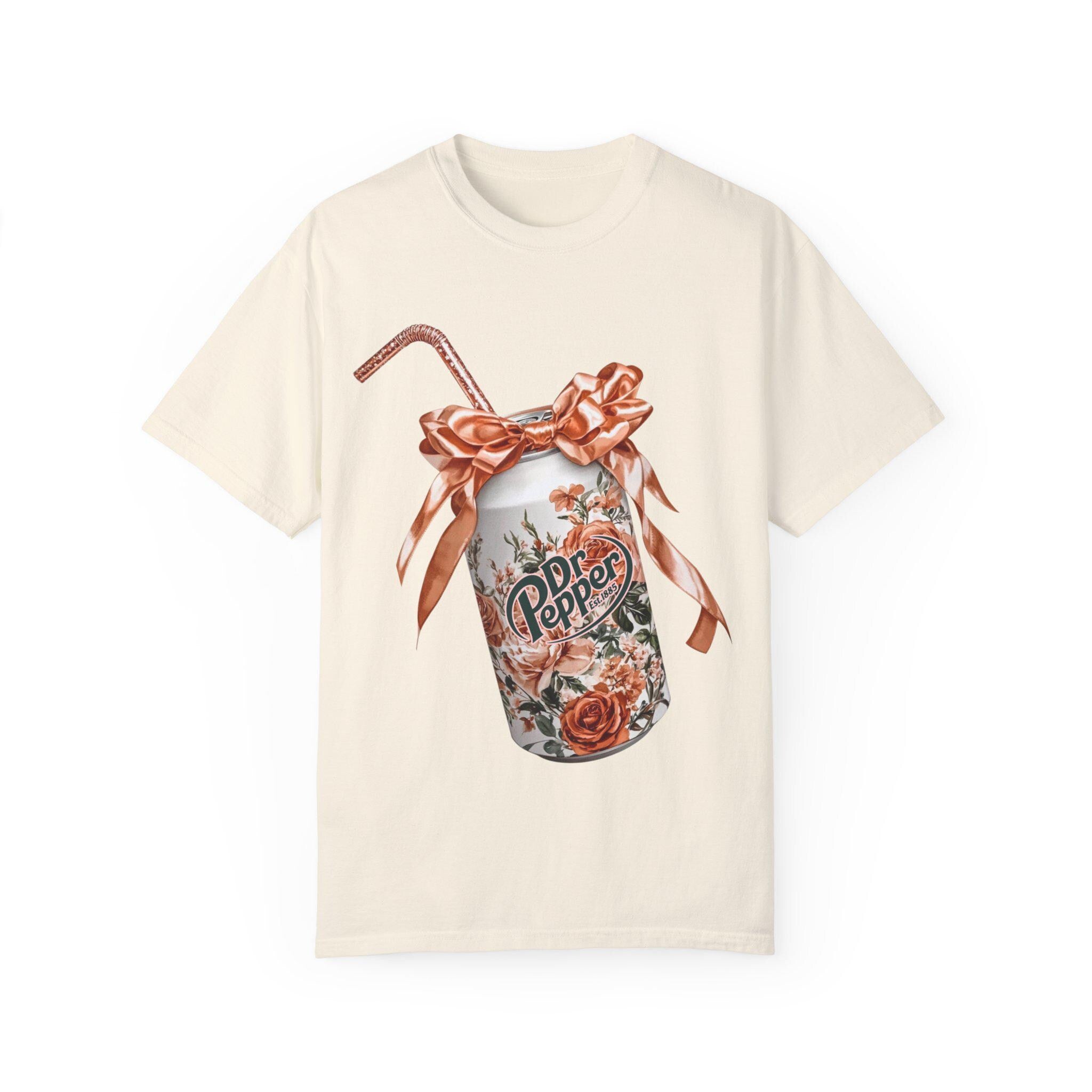 Floral Dr Pepper Parody T-Shirt: Vintage Soda Inspired Summer Tee for Retro Drink Lovers