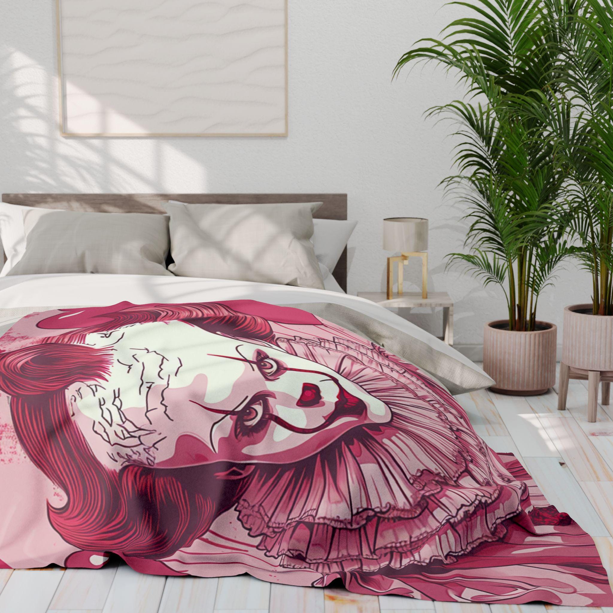 Parody Spooky Clown Arctic Fleece Blanket: Cozy Horror Throw for Halloween Decor & Movie Lovers
