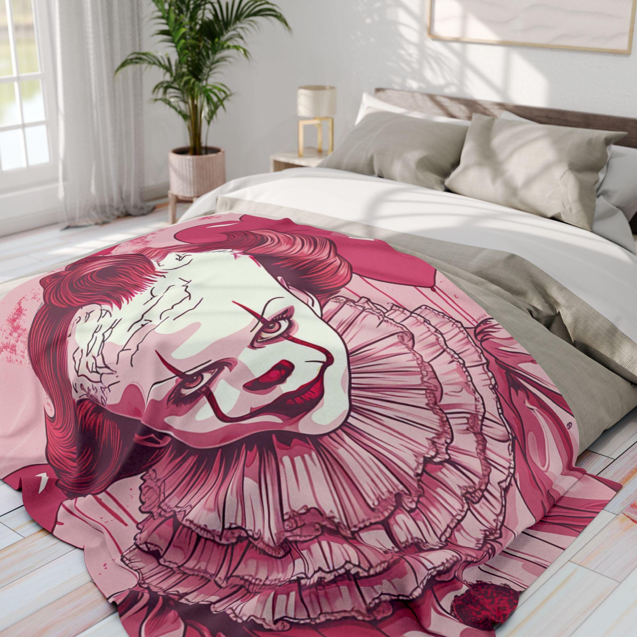 Parody Spooky Clown Arctic Fleece Blanket: Cozy Horror Throw for Halloween Decor & Movie Lovers
