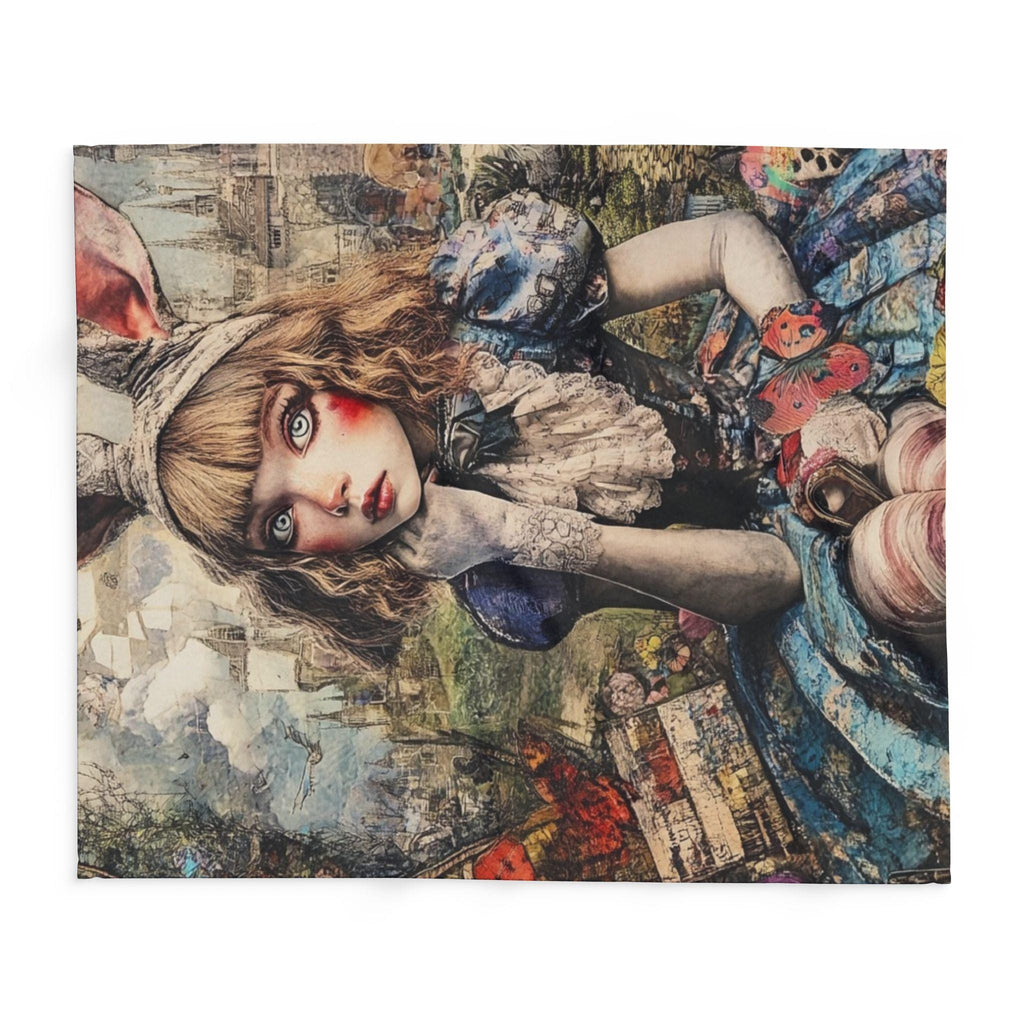 Whimsical Alice in Wonderland Arctic Fleece Throw - Cozy Fantasy Blanket for Bedroom Decor