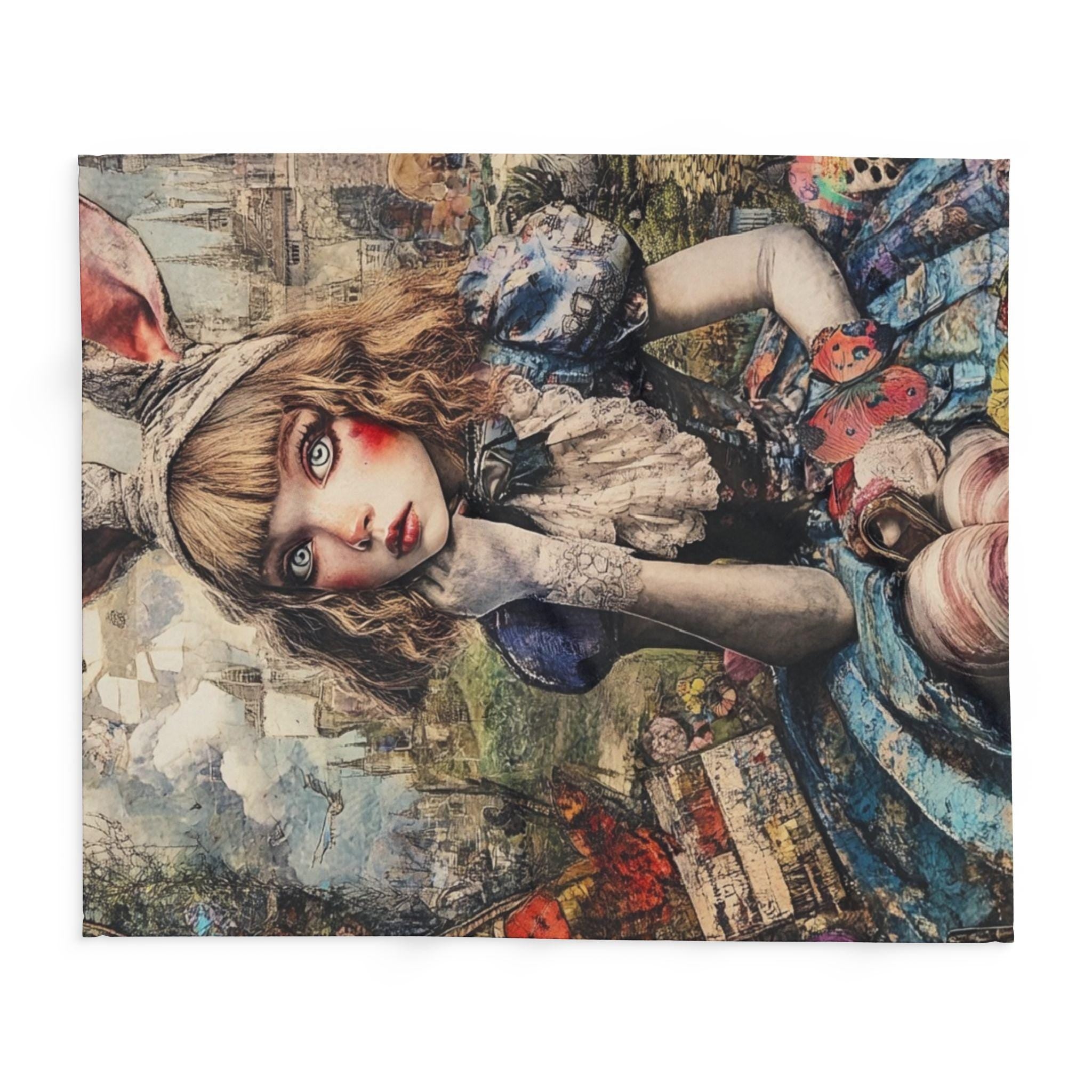 Whimsical Alice in Wonderland Arctic Fleece Throw - Cozy Fantasy Blanket for Bedroom Decor